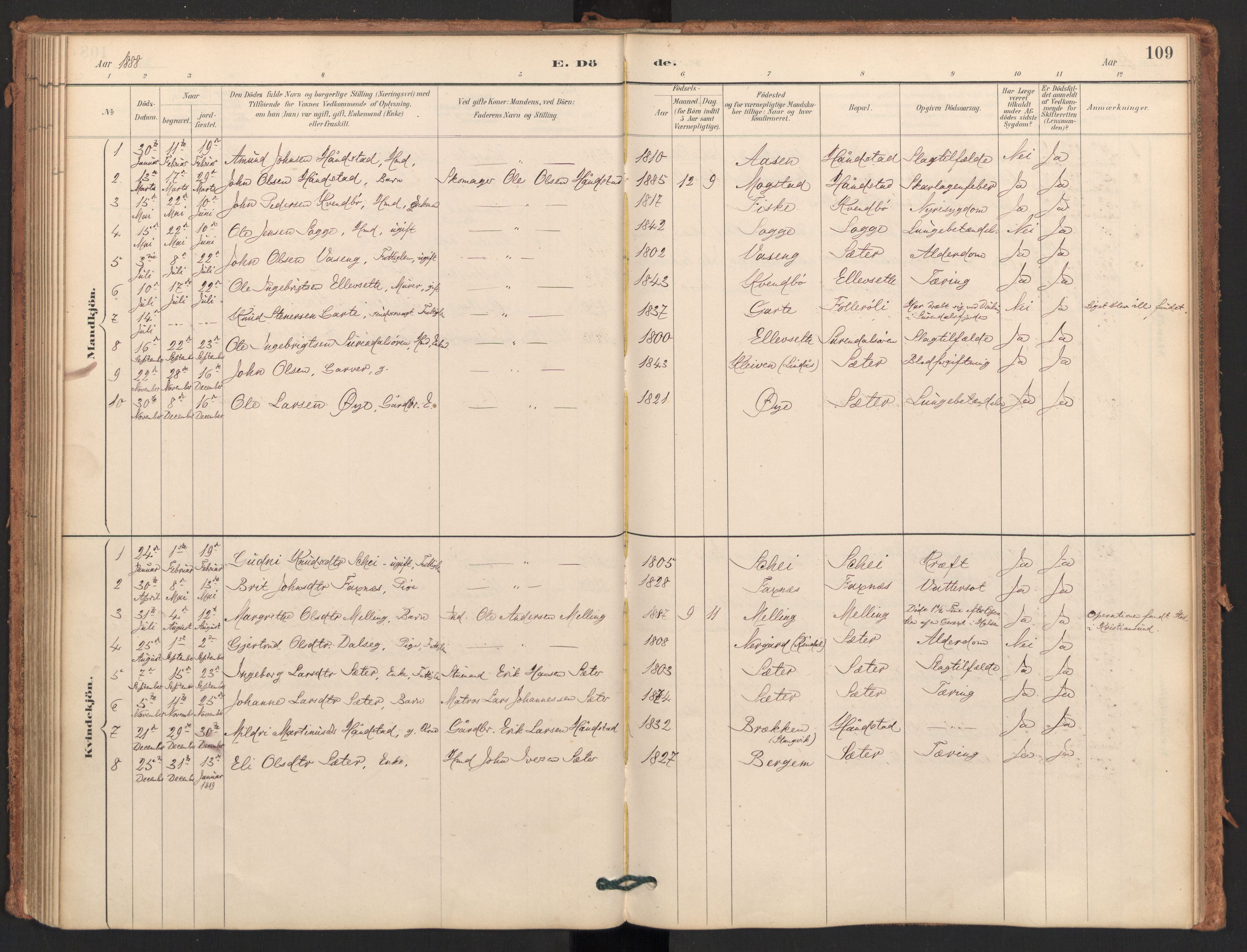 Ministerialprotokoller, klokkerbøker og fødselsregistre - Møre og Romsdal, AV/SAT-A-1454/596/L1056: Parish register (official) no. 596A01, 1885-1900, p. 109