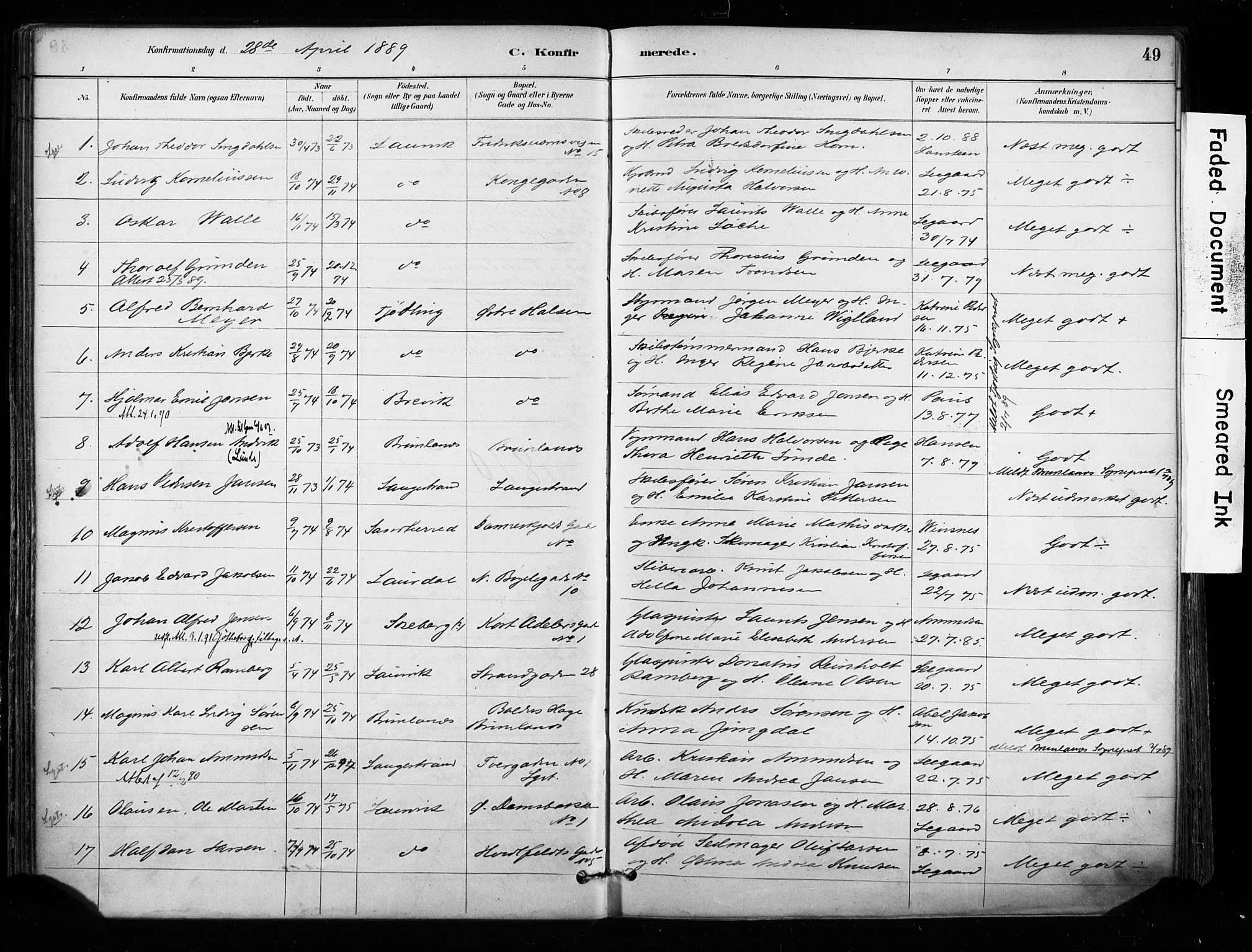 Larvik kirkebøker, SAKO/A-352/F/Fa/L0008: Parish register (official) no. I 8, 1884-1902, p. 49