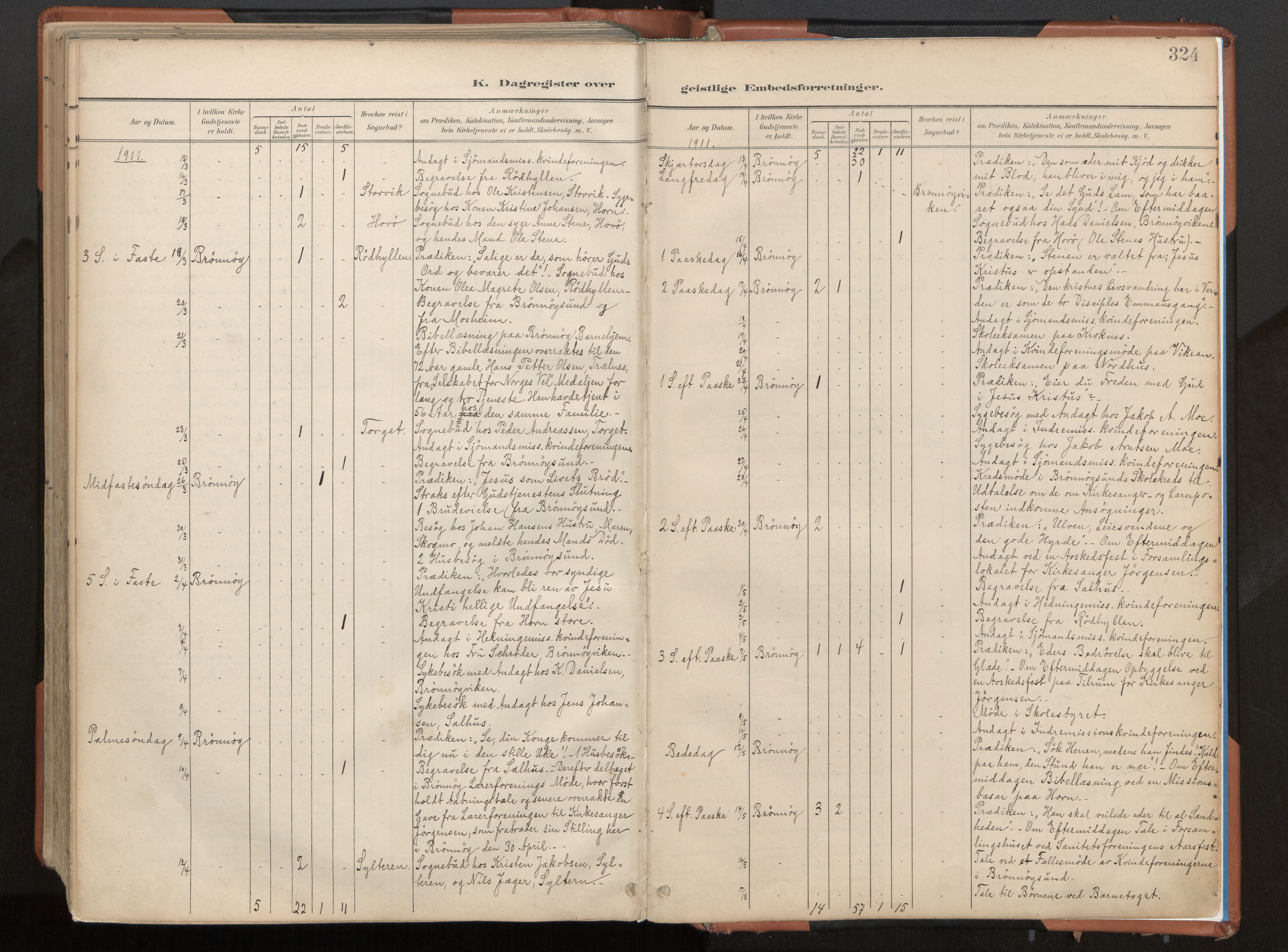 Ministerialprotokoller, klokkerbøker og fødselsregistre - Nordland, AV/SAT-A-1459/813/L0201: Parish register (official) no. 813A11, 1901-1918, p. 324