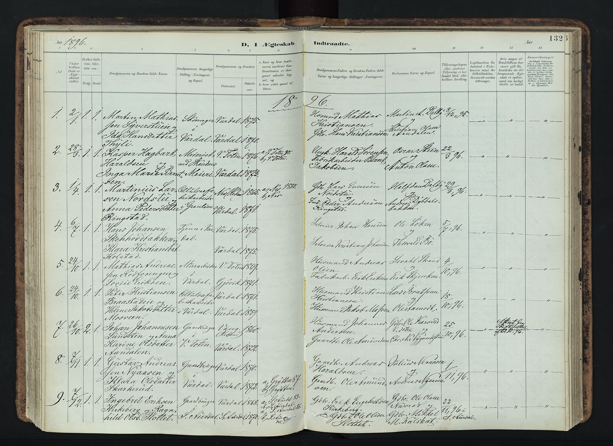 Vardal prestekontor, SAH/PREST-100/H/Ha/Haa/L0019: Parish register (official) no. 19, 1893-1907, p. 132