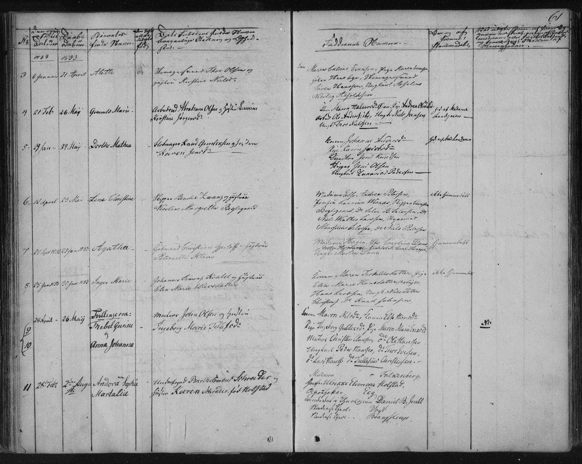 Kragerø kirkebøker, AV/SAKO-A-278/F/Fa/L0005: Parish register (official) no. 5, 1832-1847, p. 61