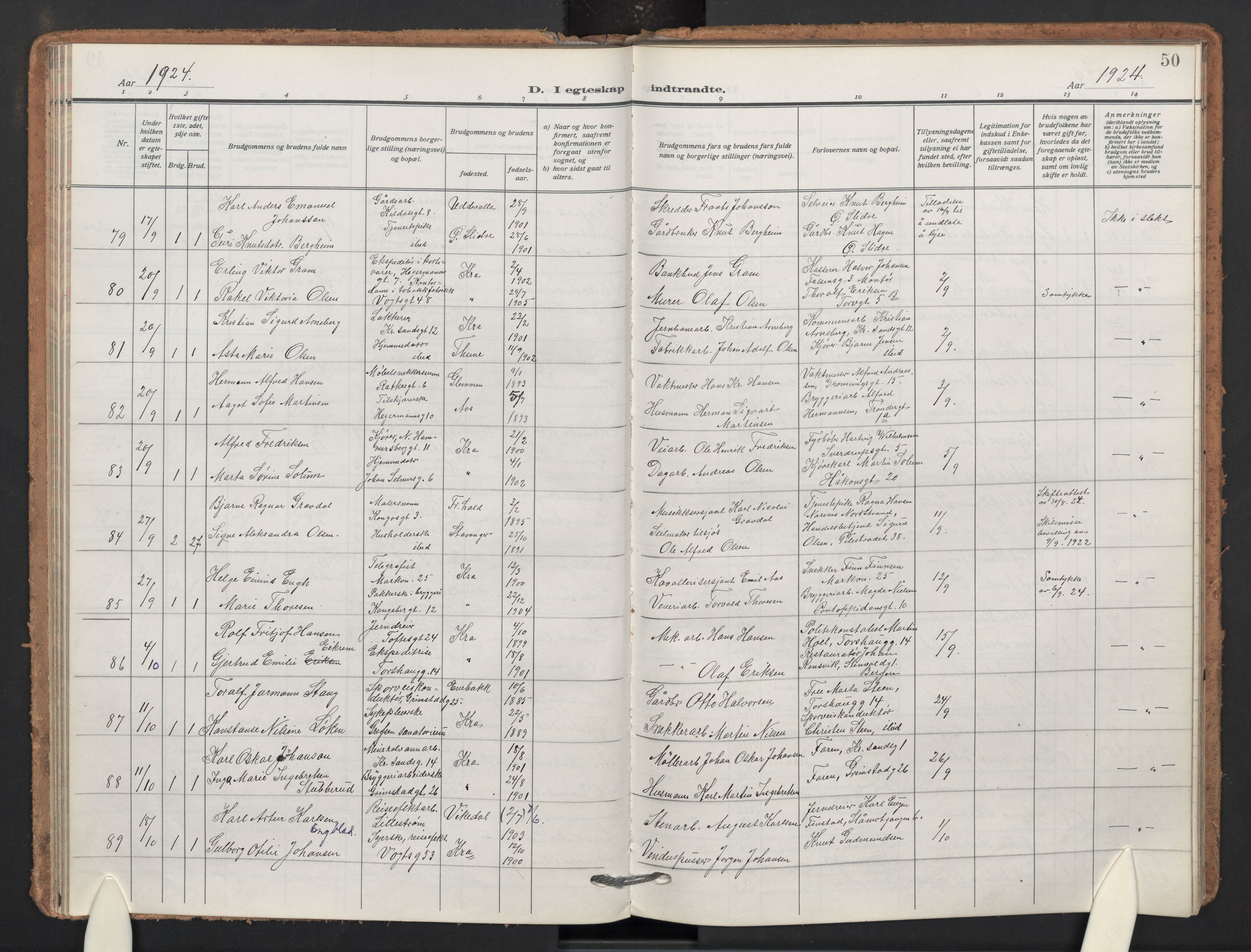 Sagene prestekontor Kirkebøker, AV/SAO-A-10796/F/L0013: Parish register (official) no. 13, 1920-1929, p. 50