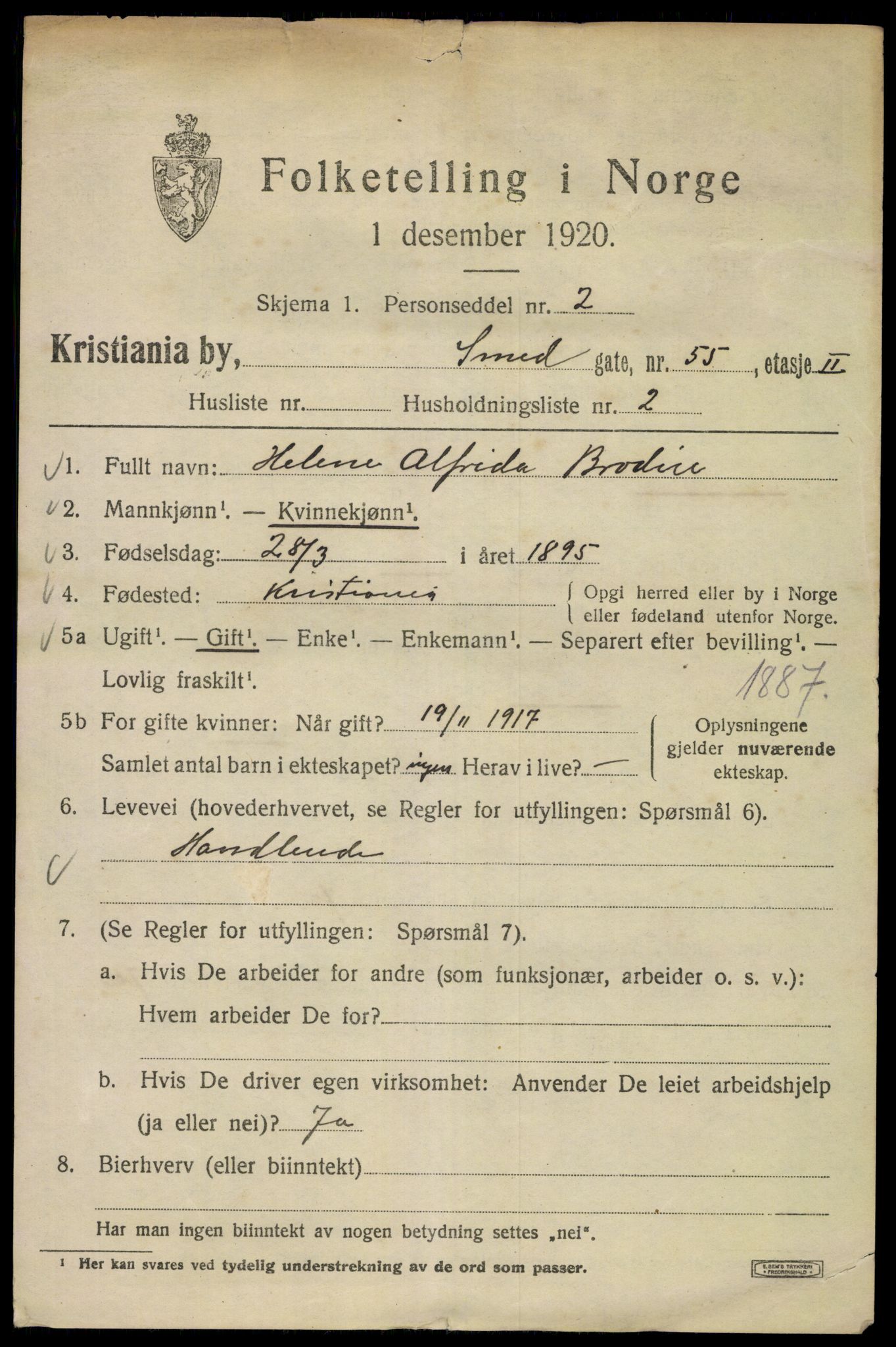 SAO, 1920 census for Kristiania, 1920, p. 521463