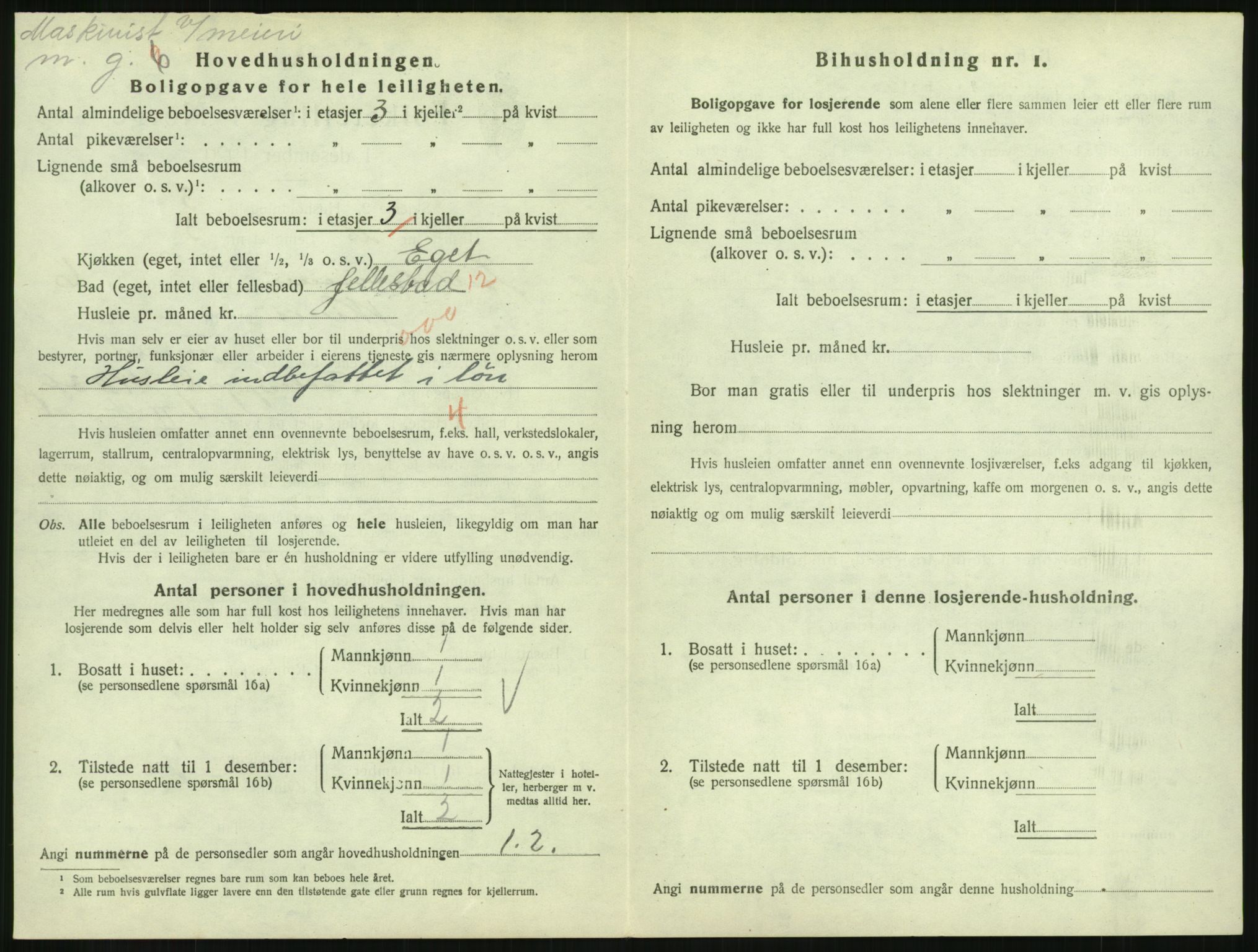 SAH, 1920 census for Lillehammer, 1920, p. 2425