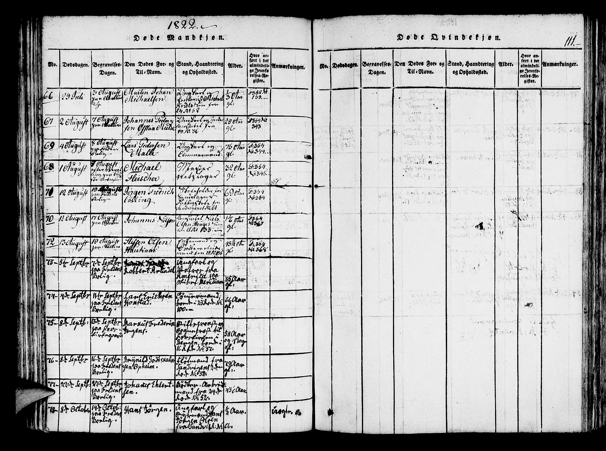 Korskirken sokneprestembete, SAB/A-76101/H/Haa/L0013: Parish register (official) no. A 13, 1815-1822, p. 111