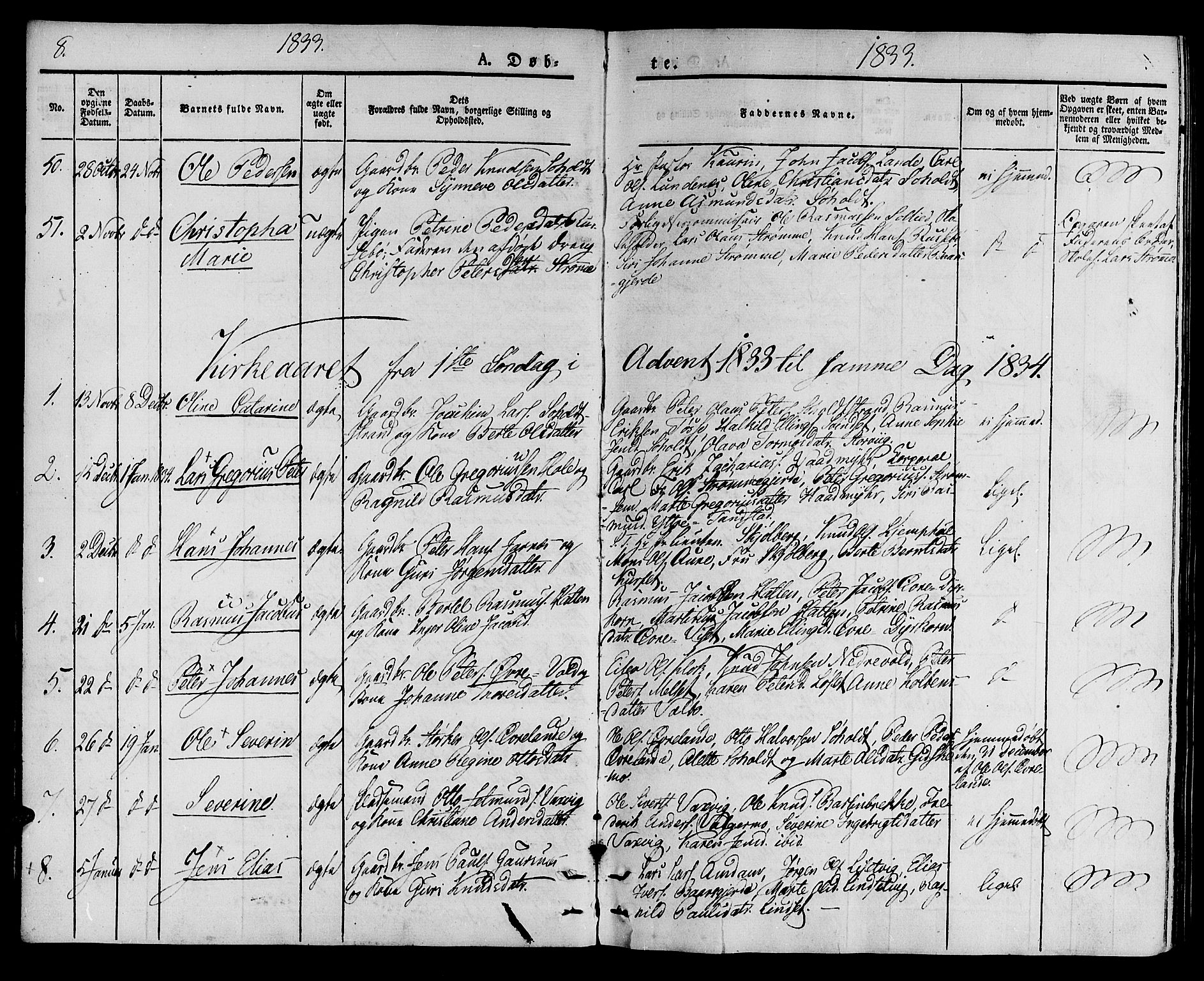 Ministerialprotokoller, klokkerbøker og fødselsregistre - Møre og Romsdal, SAT/A-1454/522/L0311: Parish register (official) no. 522A06, 1832-1842, p. 8