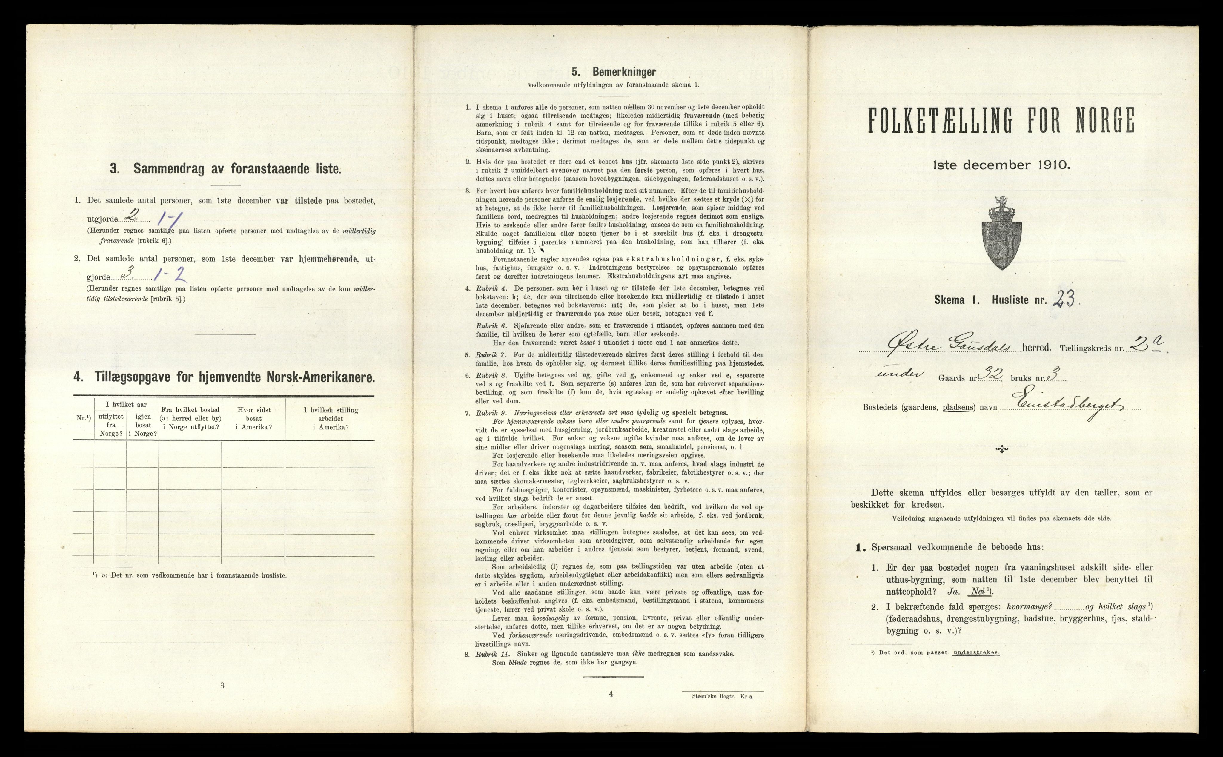 RA, 1910 census for Østre Gausdal, 1910, p. 364