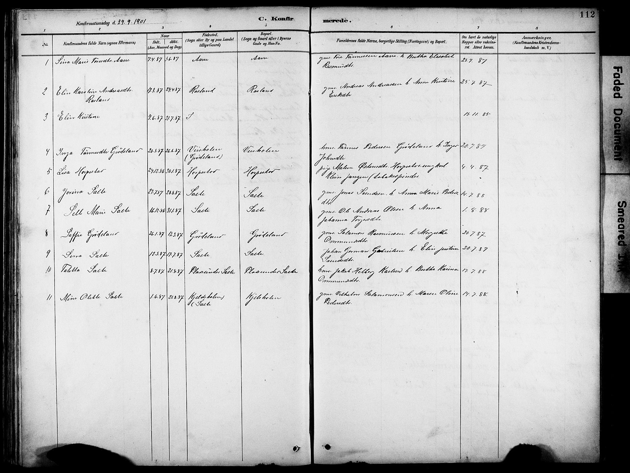 Klepp sokneprestkontor, AV/SAST-A-101803/001/3/30BB/L0005: Parish register (copy) no. B 5, 1889-1918, p. 112