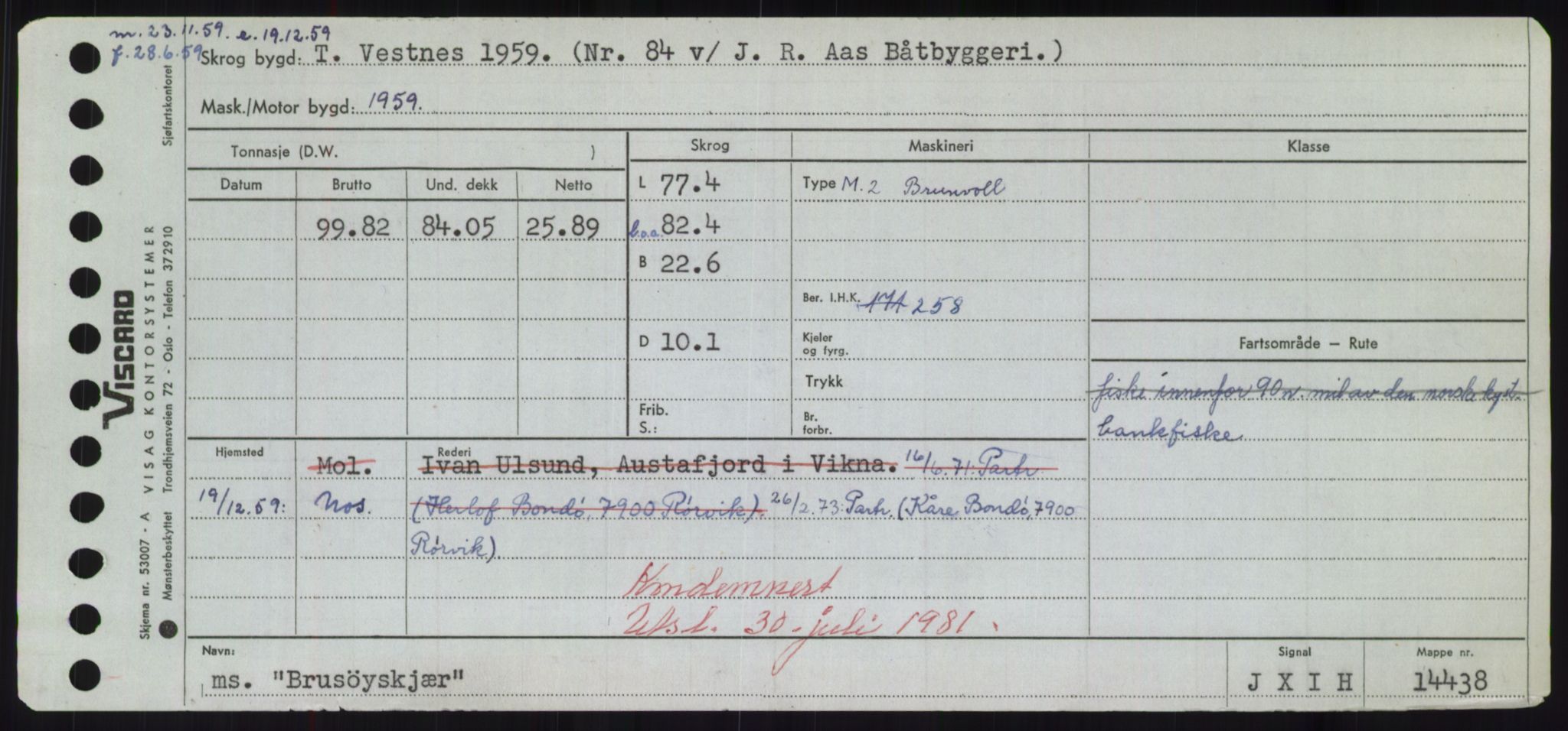 Sjøfartsdirektoratet med forløpere, Skipsmålingen, RA/S-1627/H/Hd/L0005: Fartøy, Br-Byg, p. 447