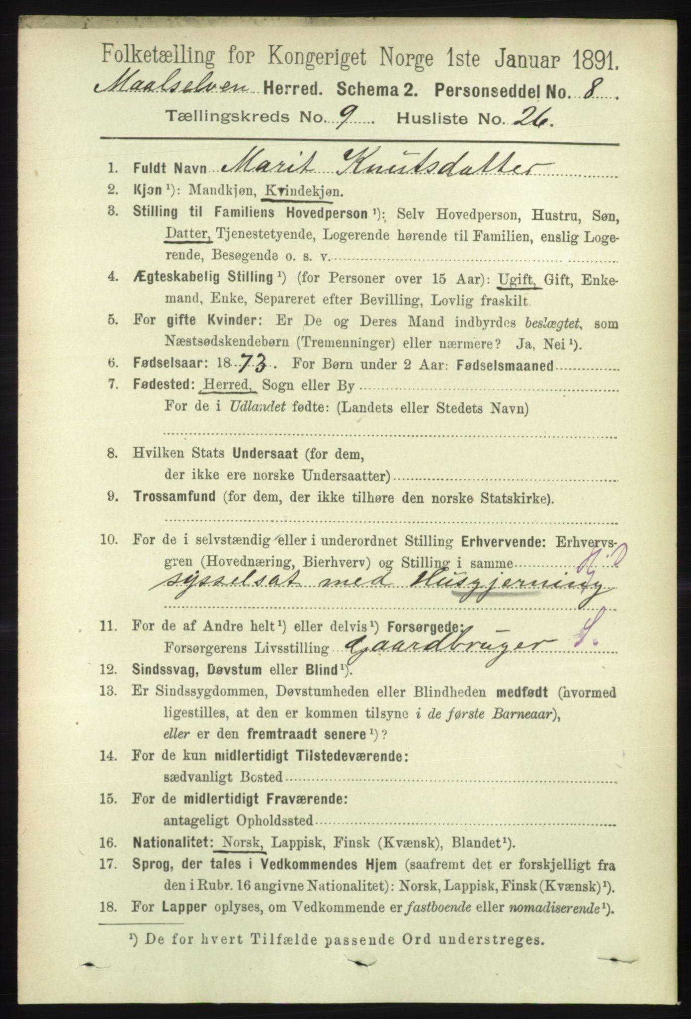 RA, 1891 census for 1924 Målselv, 1891, p. 2931