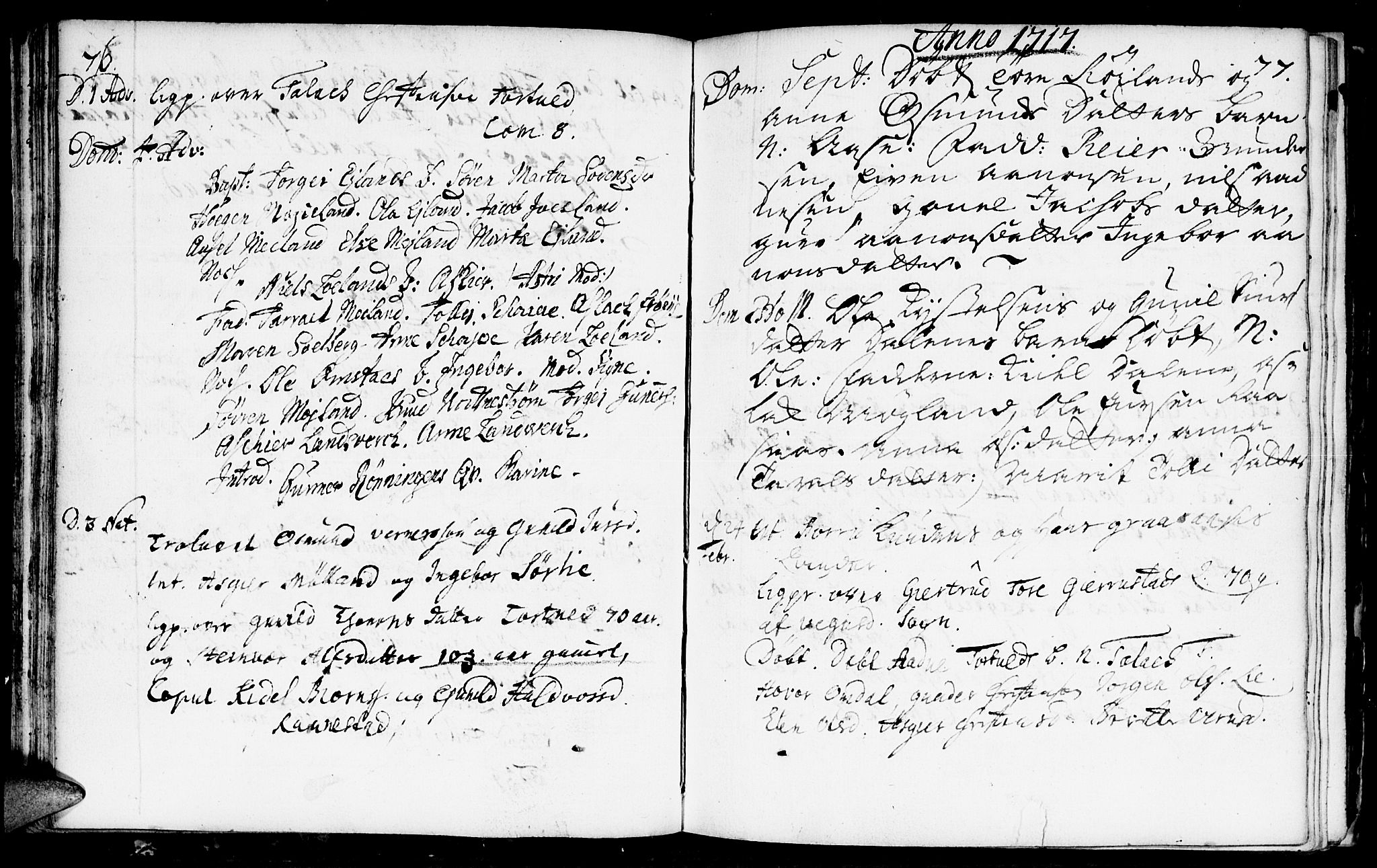 Evje sokneprestkontor, AV/SAK-1111-0008/F/Fa/Fac/L0001: Parish register (official) no. A 1, 1705-1764, p. 76-77