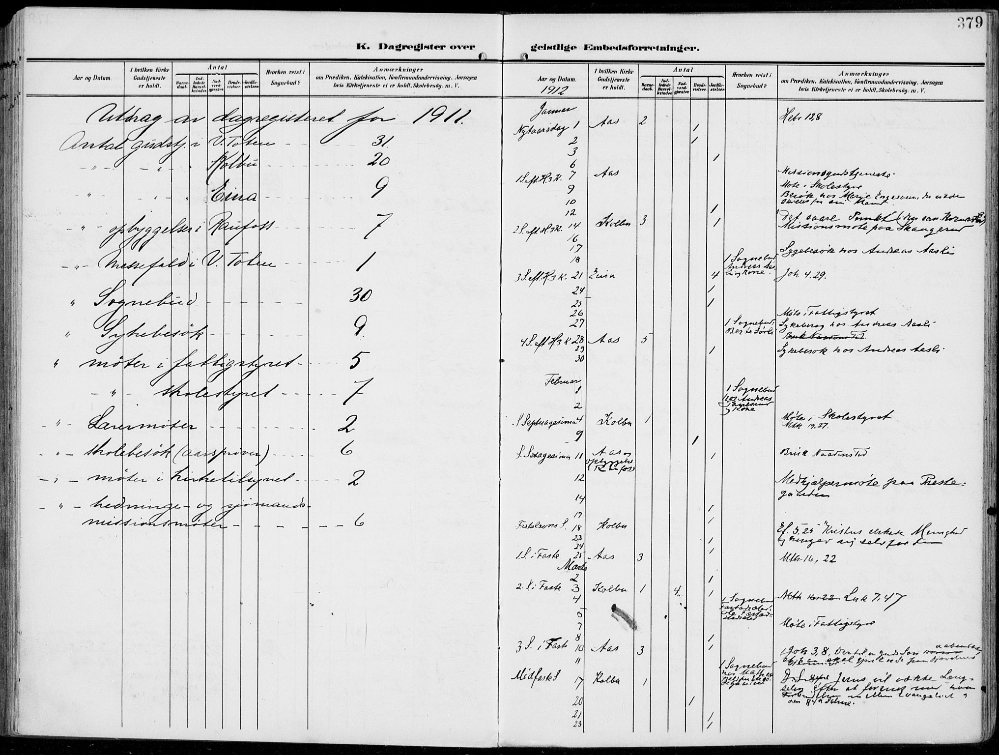 Vestre Toten prestekontor, SAH/PREST-108/H/Ha/Haa/L0014: Parish register (official) no. 14, 1907-1920, p. 379