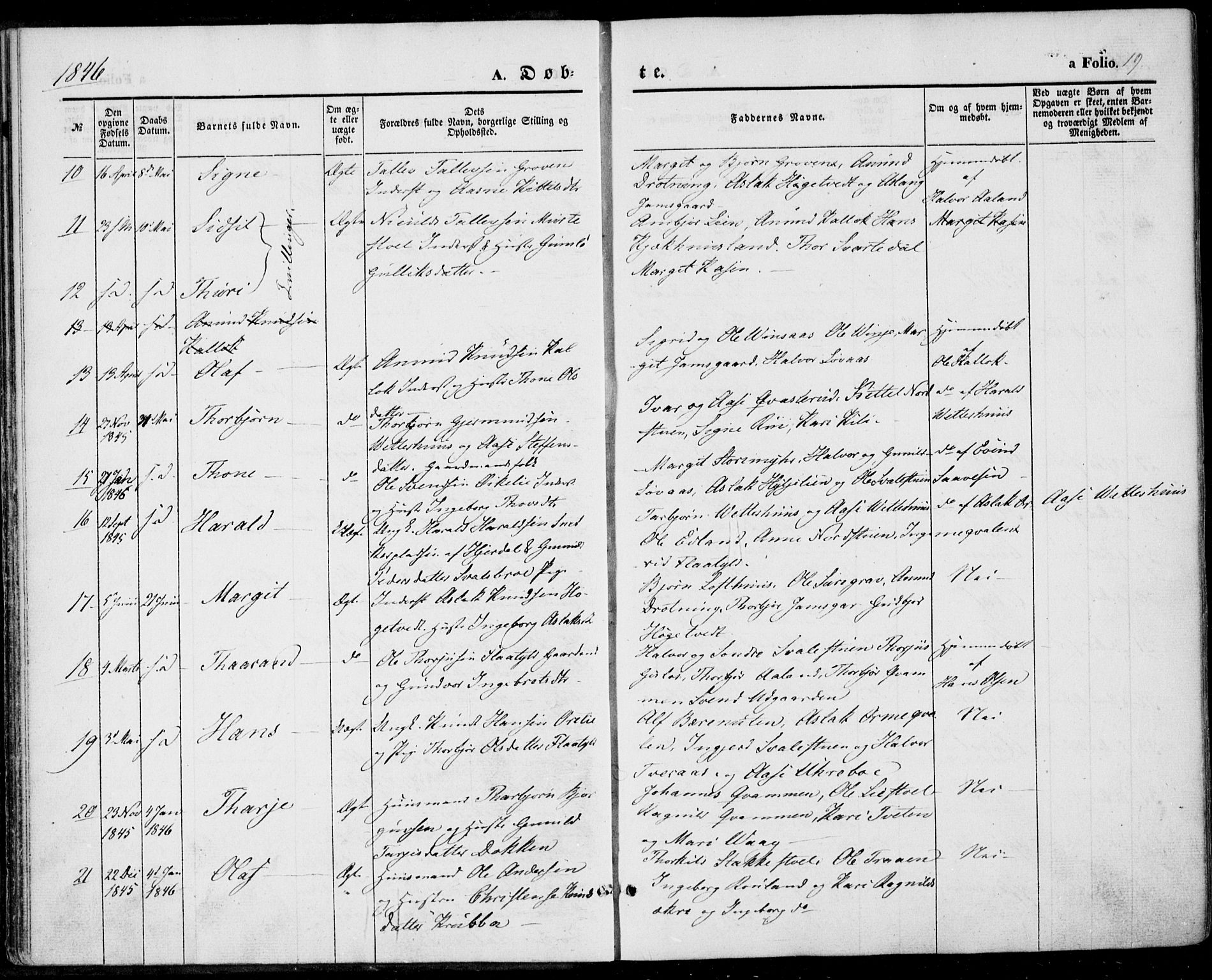 Vinje kirkebøker, SAKO/A-312/F/Fa/L0004: Parish register (official) no. I 4, 1843-1869, p. 19