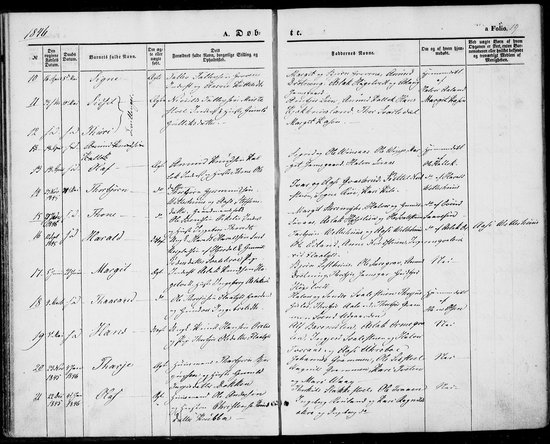 Vinje kirkebøker, AV/SAKO-A-312/F/Fa/L0004: Parish register (official) no. I 4, 1843-1869, p. 19