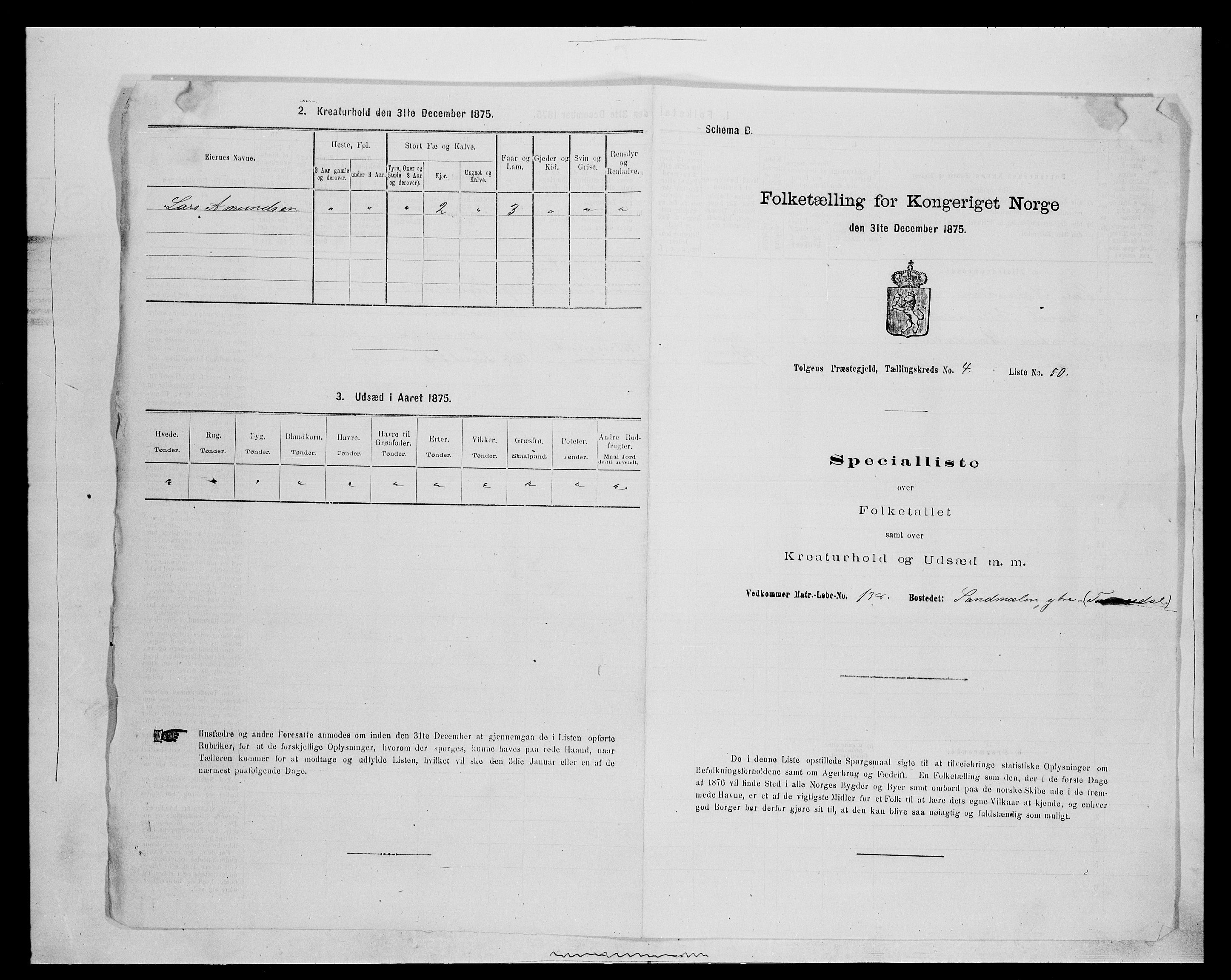 SAH, 1875 census for 0436P Tolga, 1875, p. 578