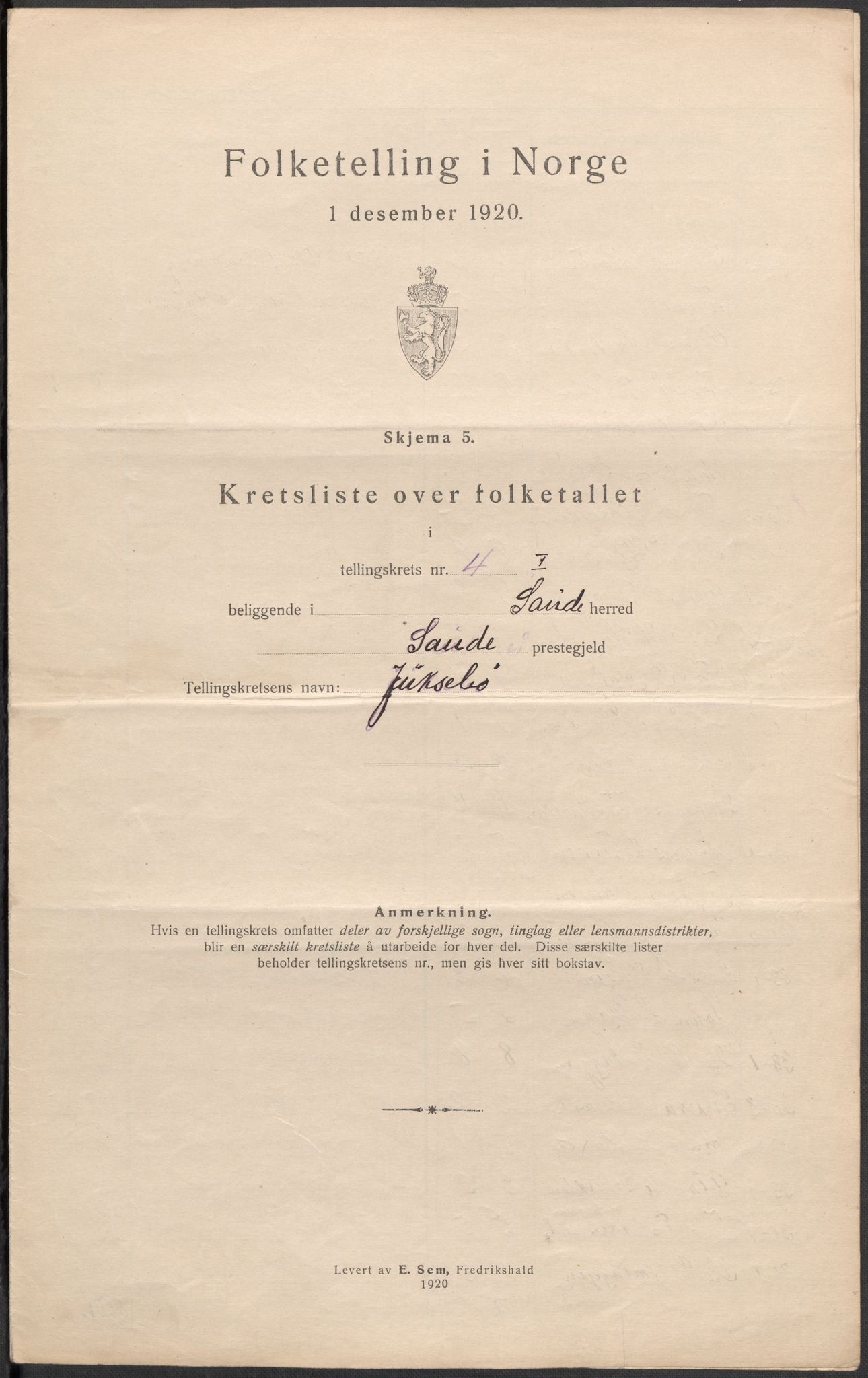 SAKO, 1920 census for Sauherad, 1920, p. 16