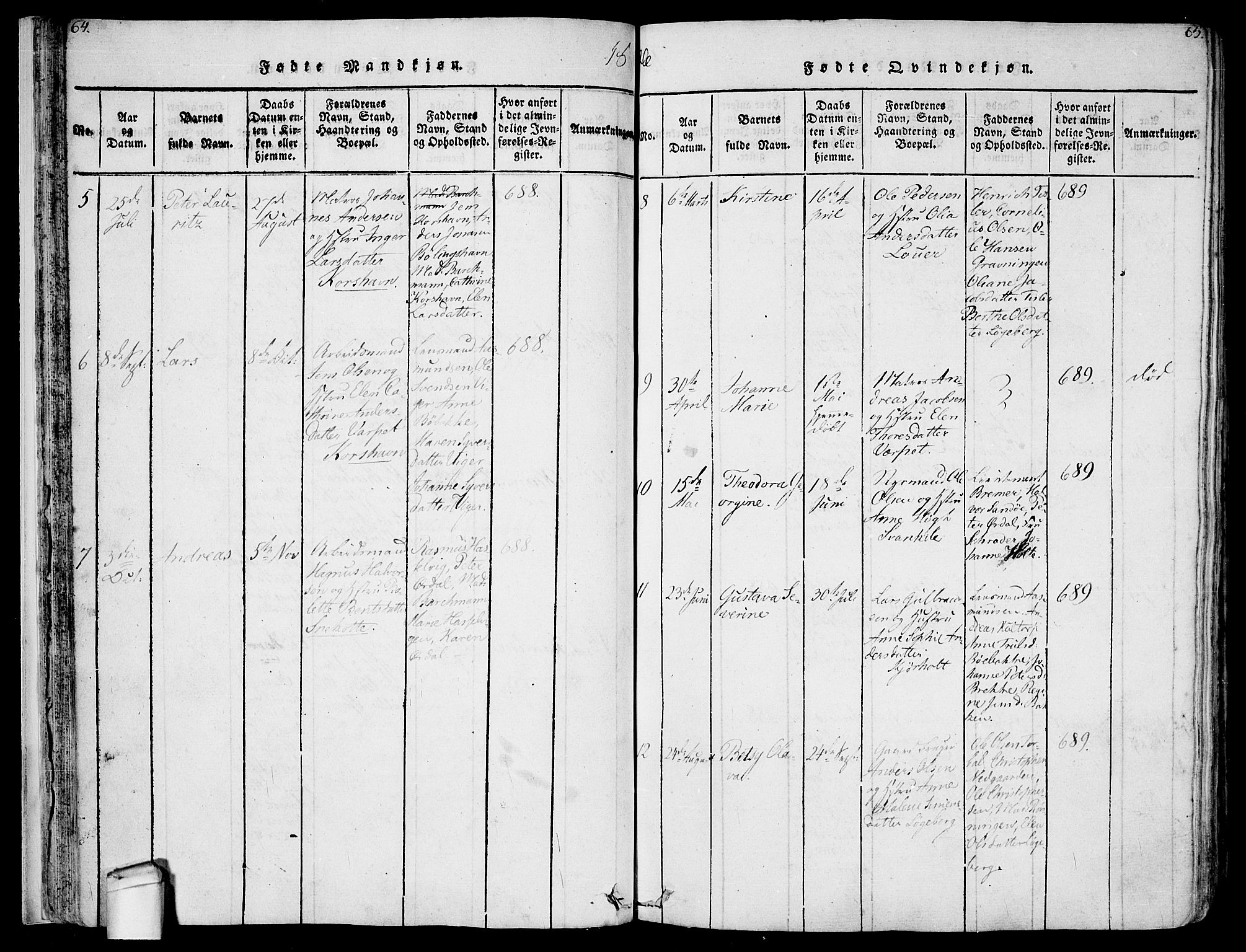 Hvaler prestekontor Kirkebøker, SAO/A-2001/F/Fa/L0005: Parish register (official) no. I 5, 1816-1845, p. 64-65