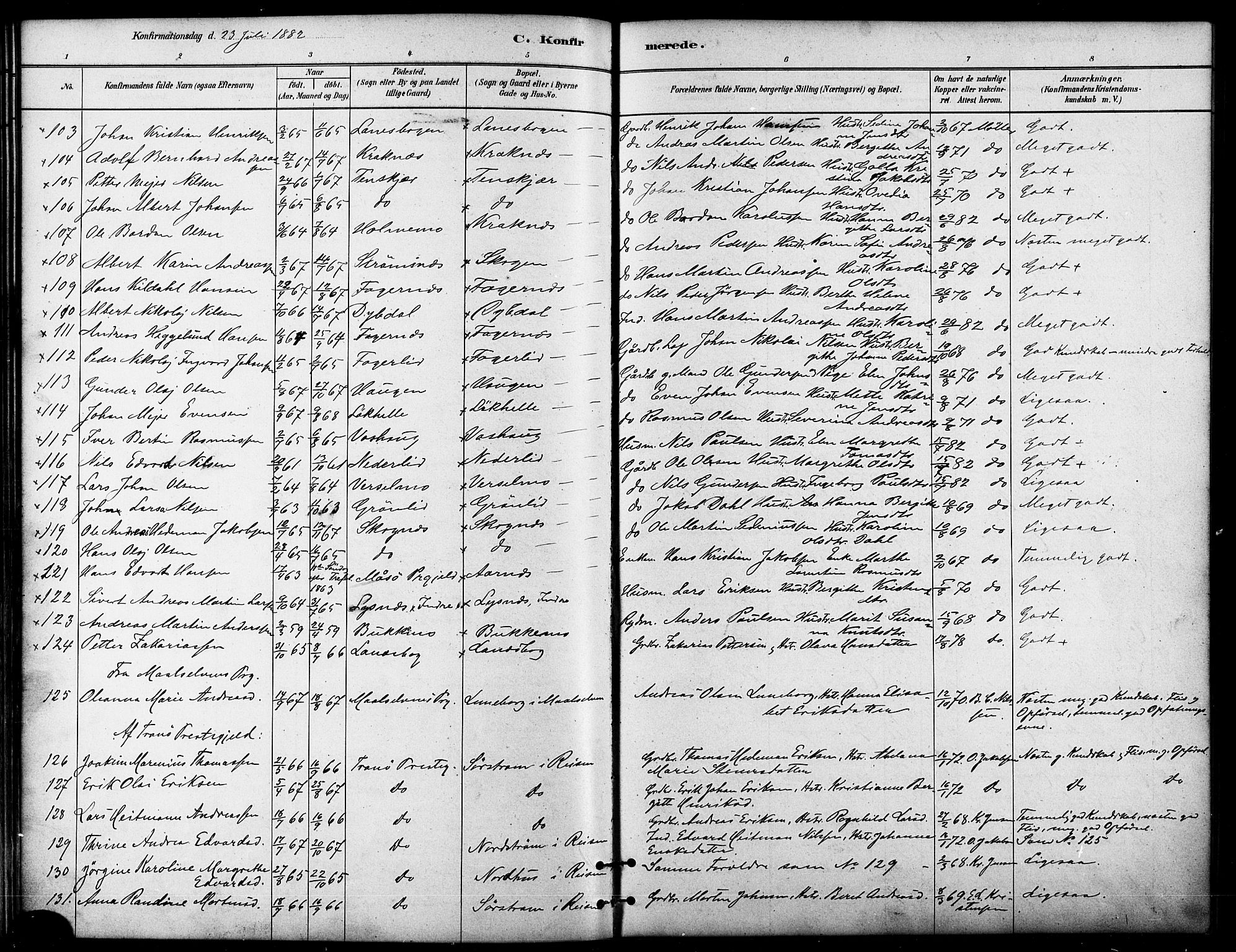 Lenvik sokneprestembete, AV/SATØ-S-1310/H/Ha/Haa/L0011kirke: Parish register (official) no. 11, 1880-1889