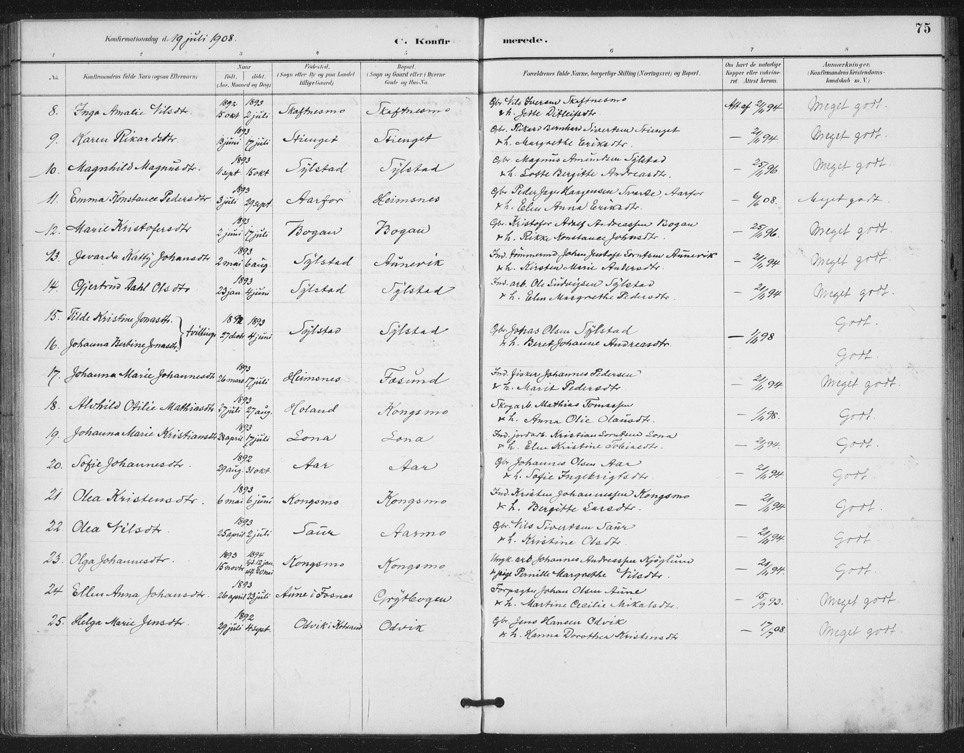 Ministerialprotokoller, klokkerbøker og fødselsregistre - Nord-Trøndelag, SAT/A-1458/783/L0660: Parish register (official) no. 783A02, 1886-1918, p. 75