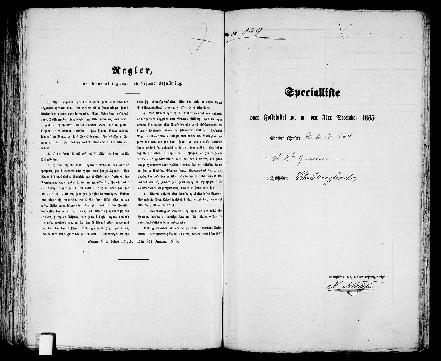 RA, 1865 census for Kristiansand, 1865, p. 1837