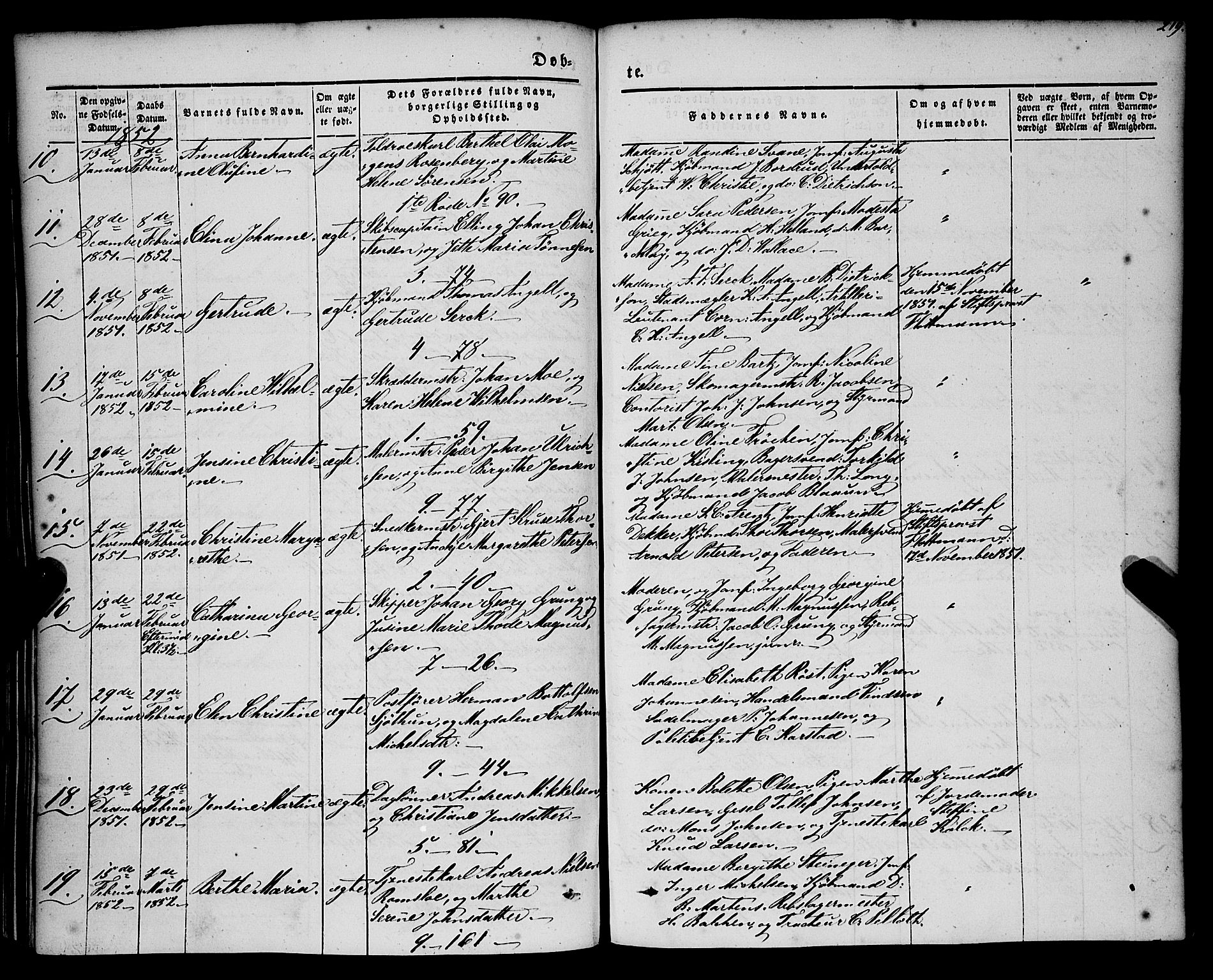 Nykirken Sokneprestembete, SAB/A-77101/H/Haa/L0014: Parish register (official) no. B 1, 1844-1858, p. 219
