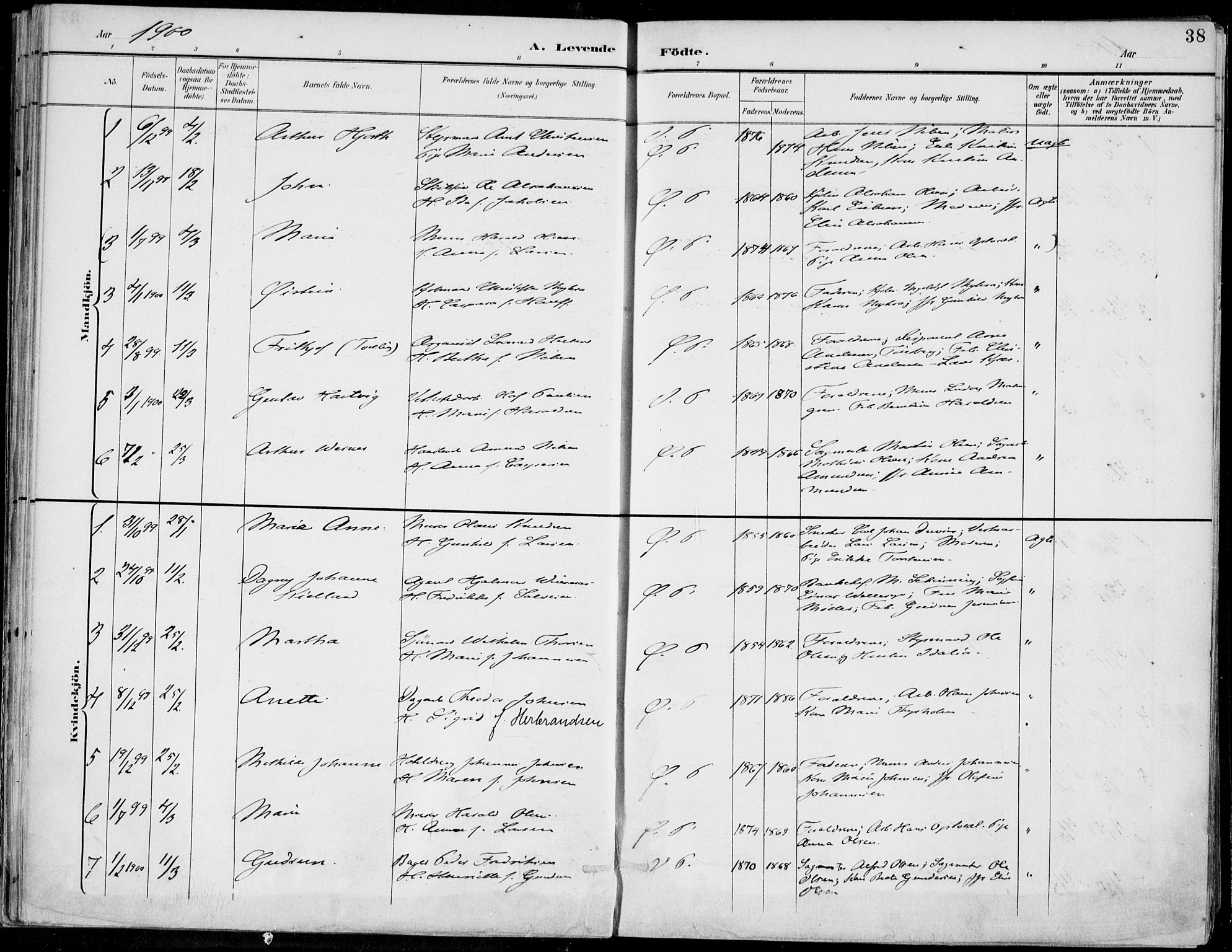 Porsgrunn kirkebøker , AV/SAKO-A-104/F/Fa/L0010: Parish register (official) no. 10, 1895-1919, p. 38