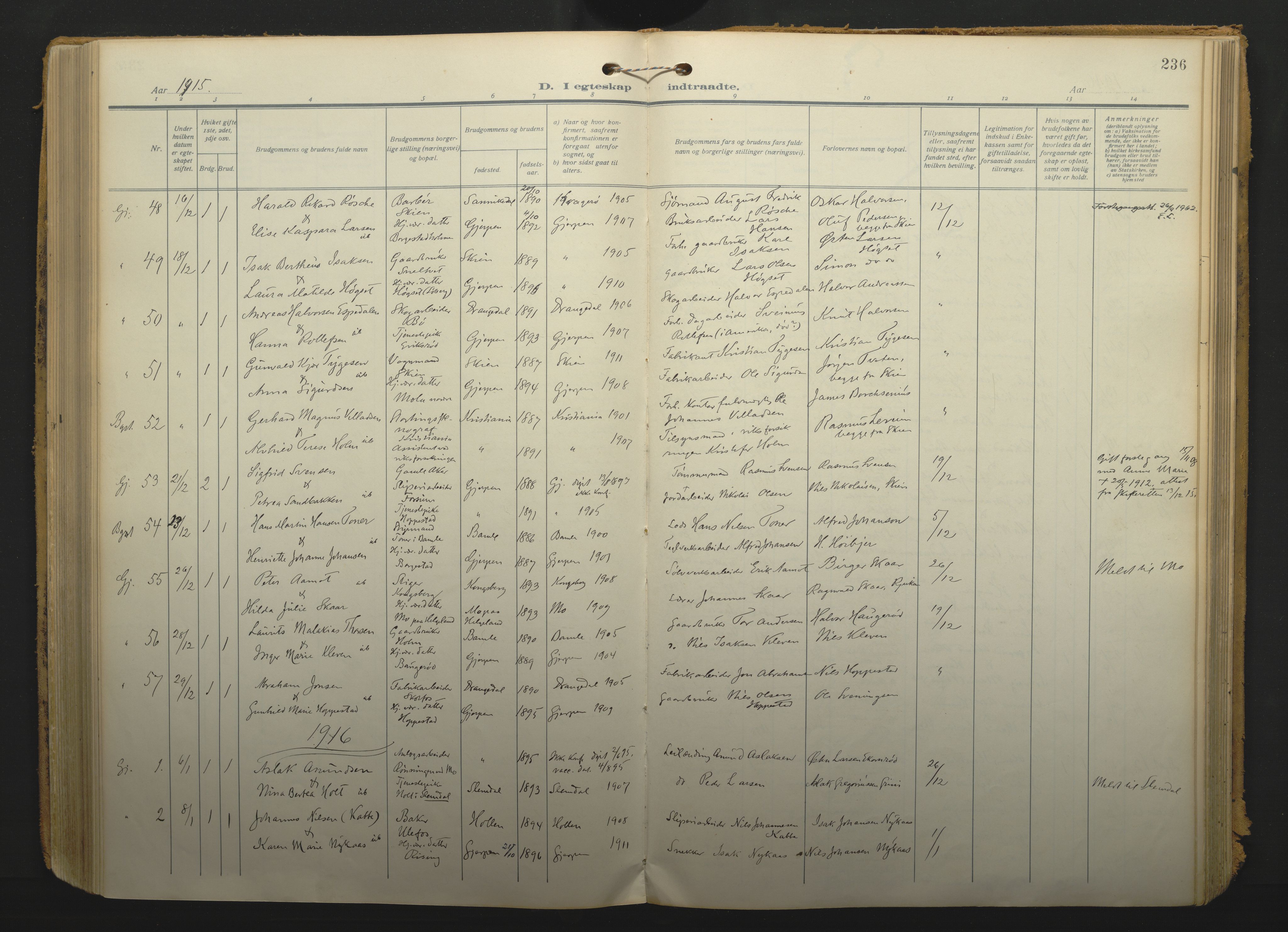 Gjerpen kirkebøker, SAKO/A-265/F/Fa/L0013: Parish register (official) no. I 13, 1914-1924, p. 236