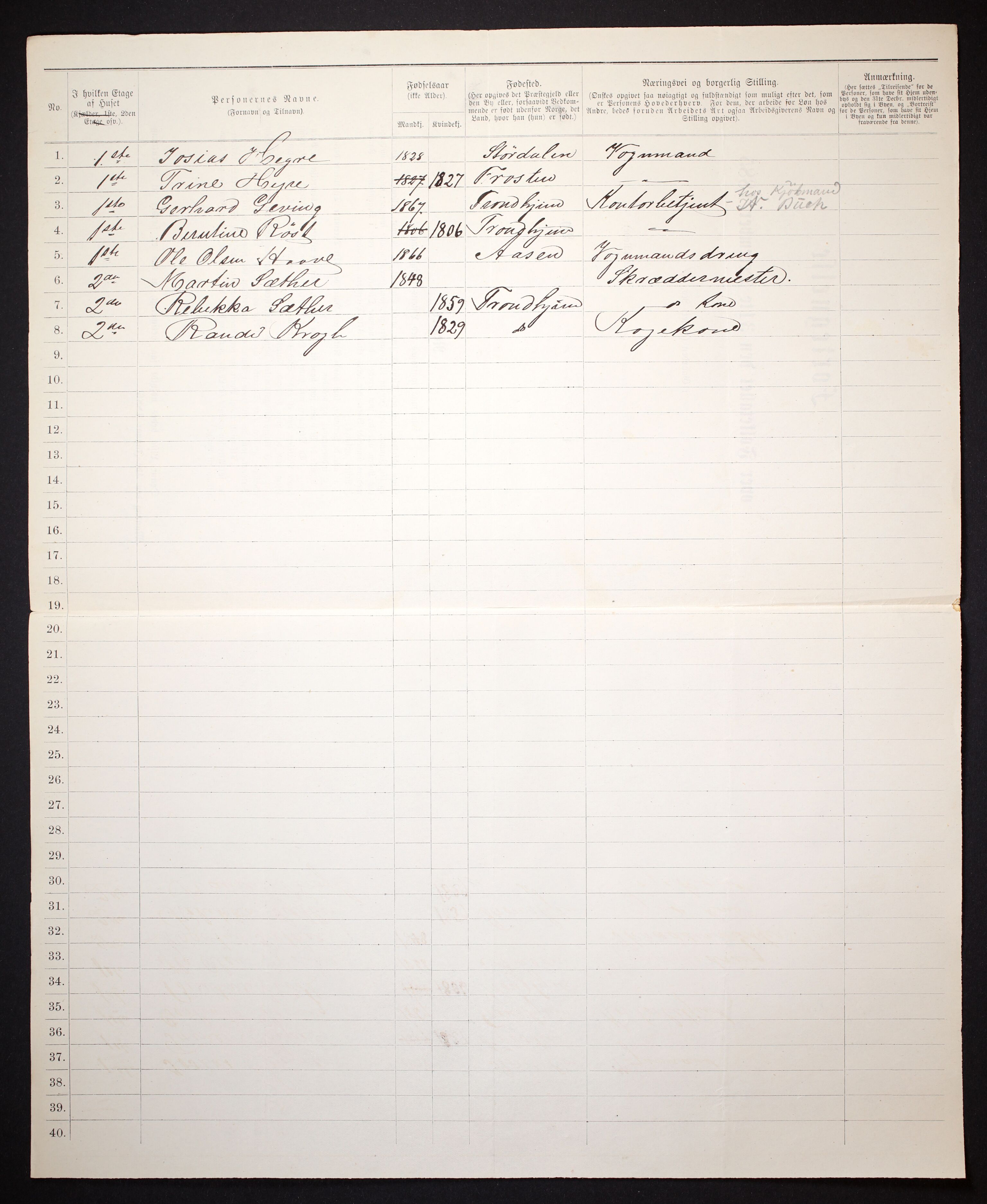 SAT, 1885 census for 1601 Trondheim, 1885, p. 1065