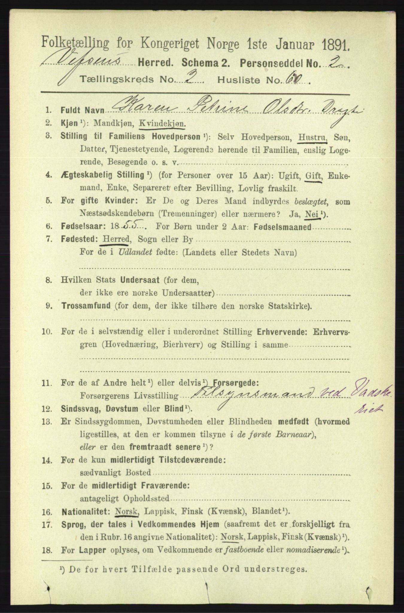 RA, 1891 census for 1824 Vefsn, 1891, p. 1066