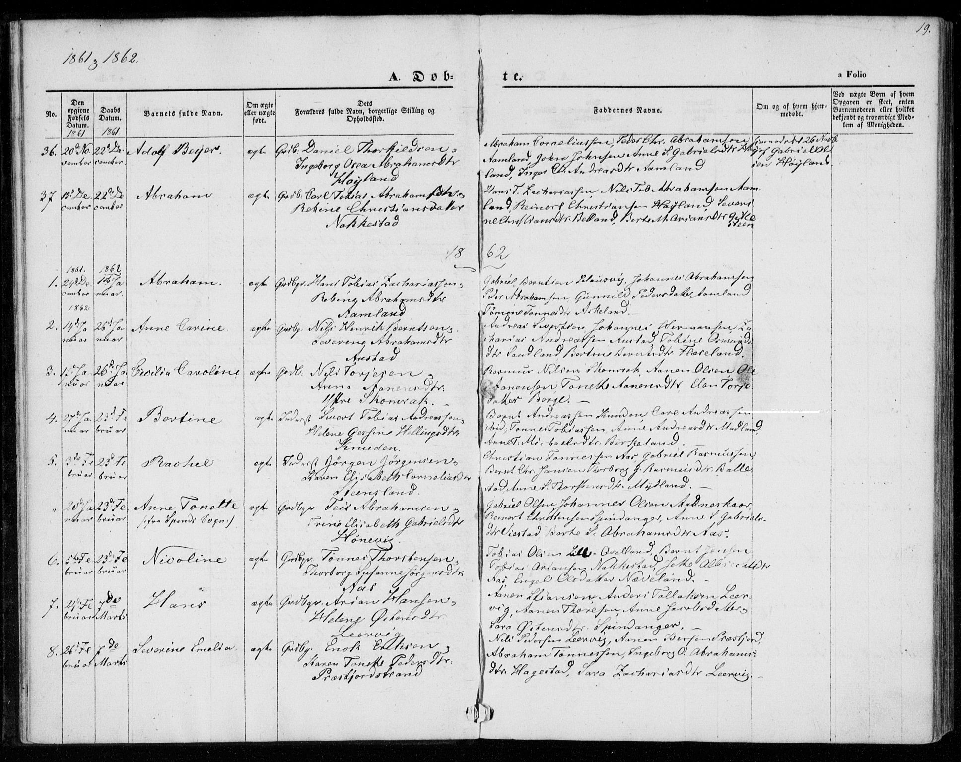 Lyngdal sokneprestkontor, AV/SAK-1111-0029/F/Fa/Faa/L0002: Parish register (official) no. A 2, 1858-1870, p. 19