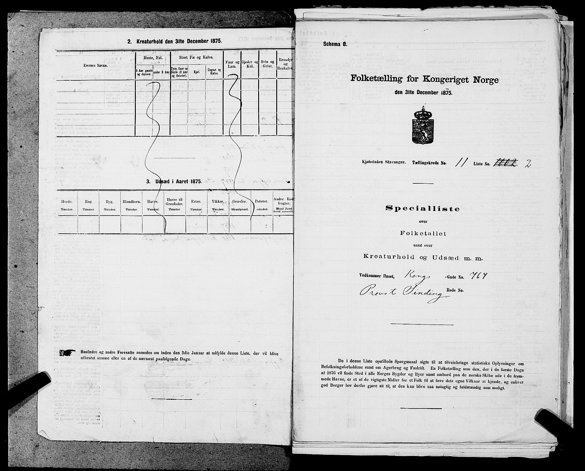 SAST, 1875 census for 1103 Stavanger, 1875, p. 2046