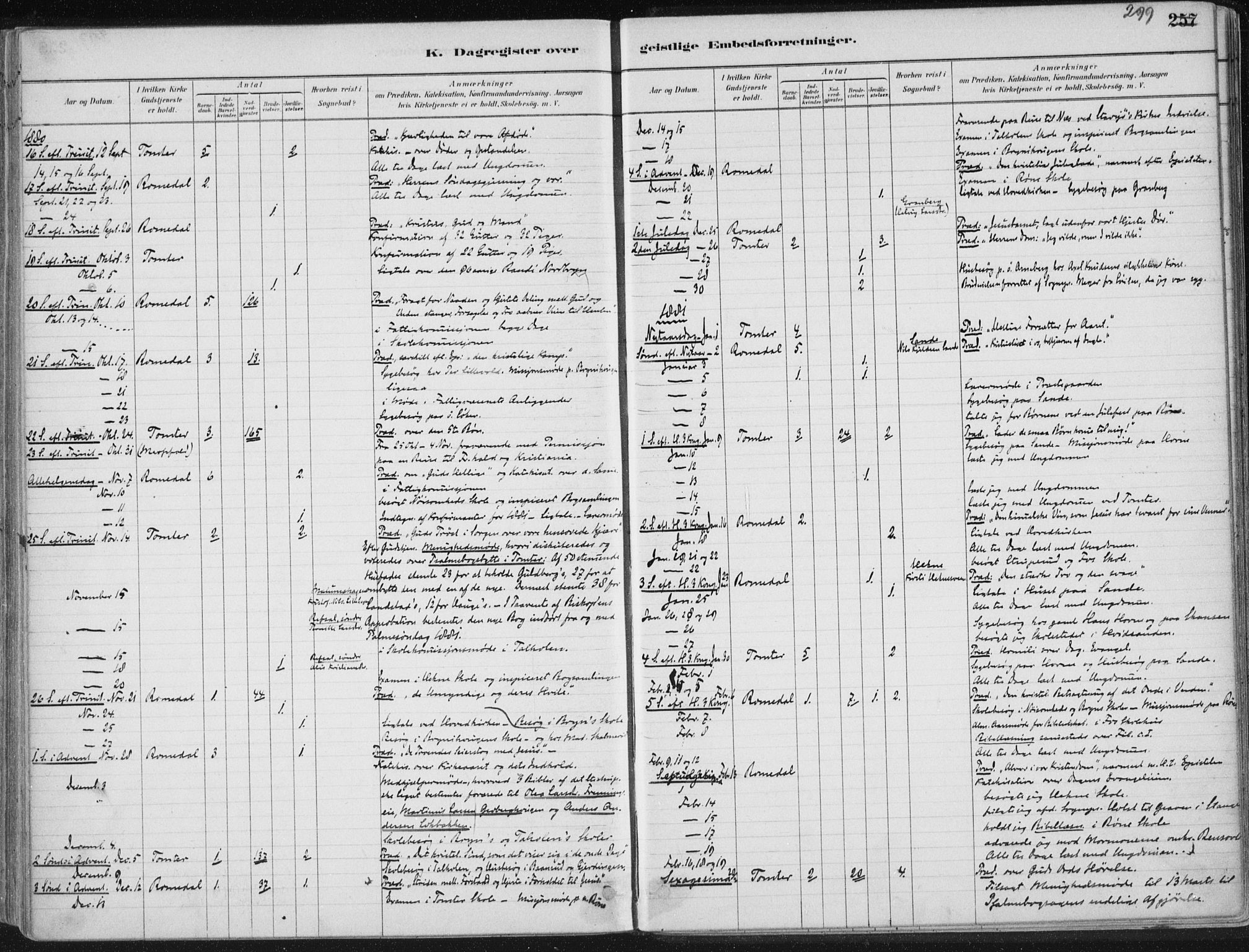 Romedal prestekontor, AV/SAH-PREST-004/K/L0010: Parish register (official) no. 10, 1880-1895, p. 299