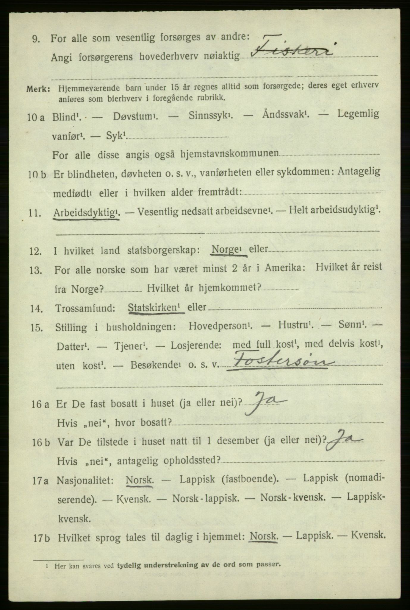 SATØ, 1920 census for Talvik, 1920, p. 3259