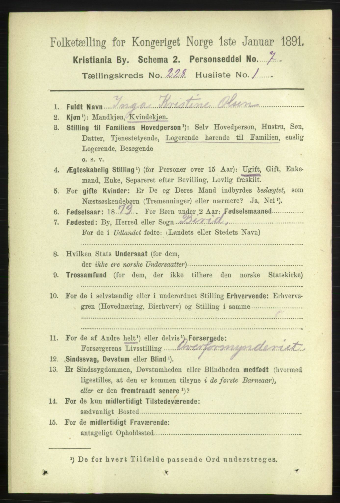 RA, 1891 census for 0301 Kristiania, 1891, p. 139284