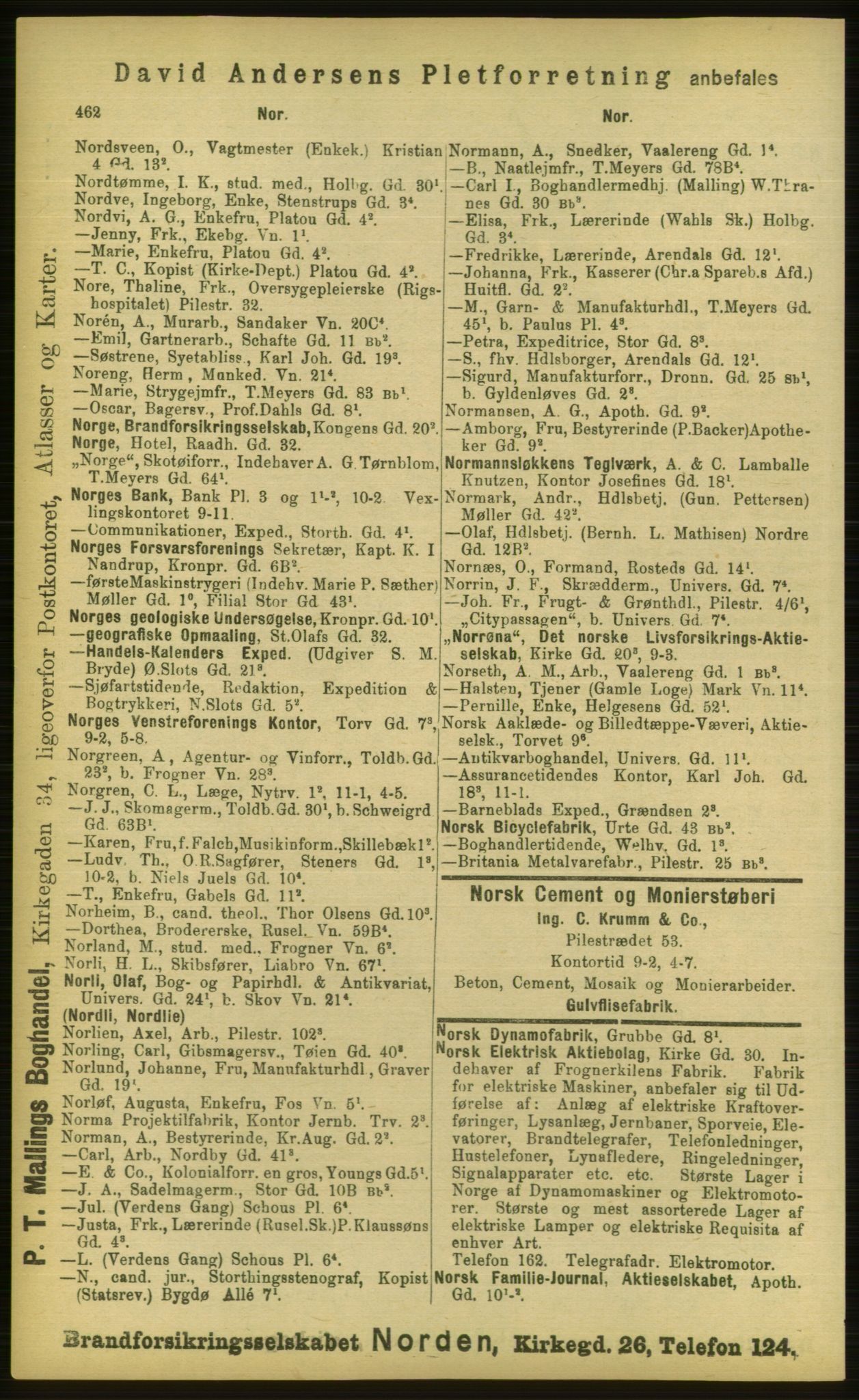 Kristiania/Oslo adressebok, PUBL/-, 1898, p. 462