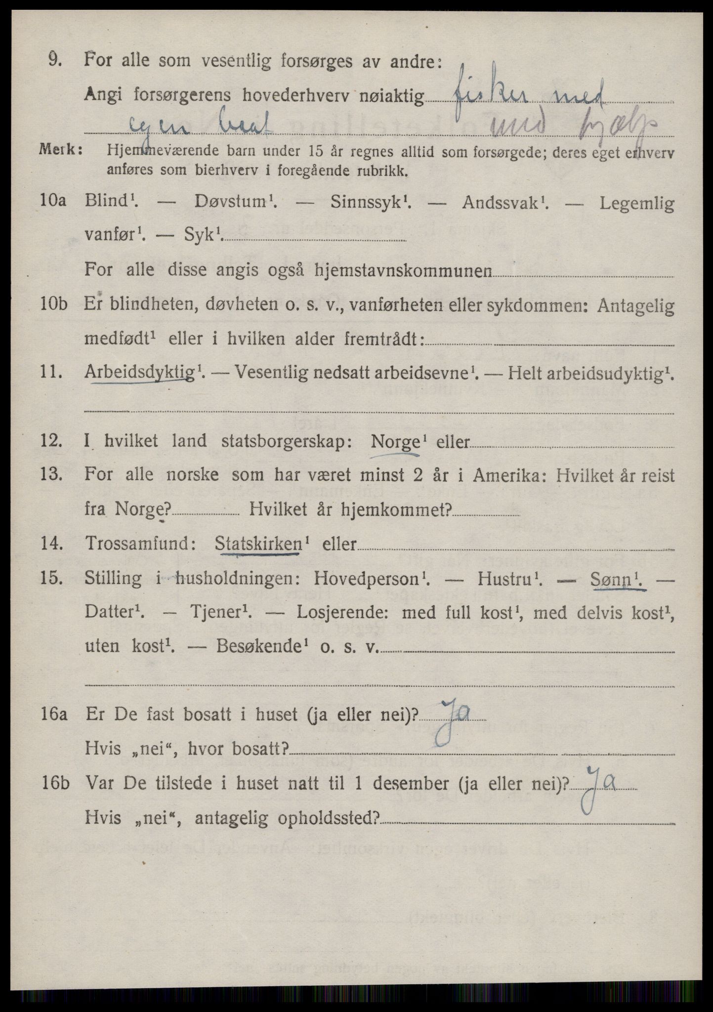 SAT, 1920 census for Borgund, 1920, p. 15415