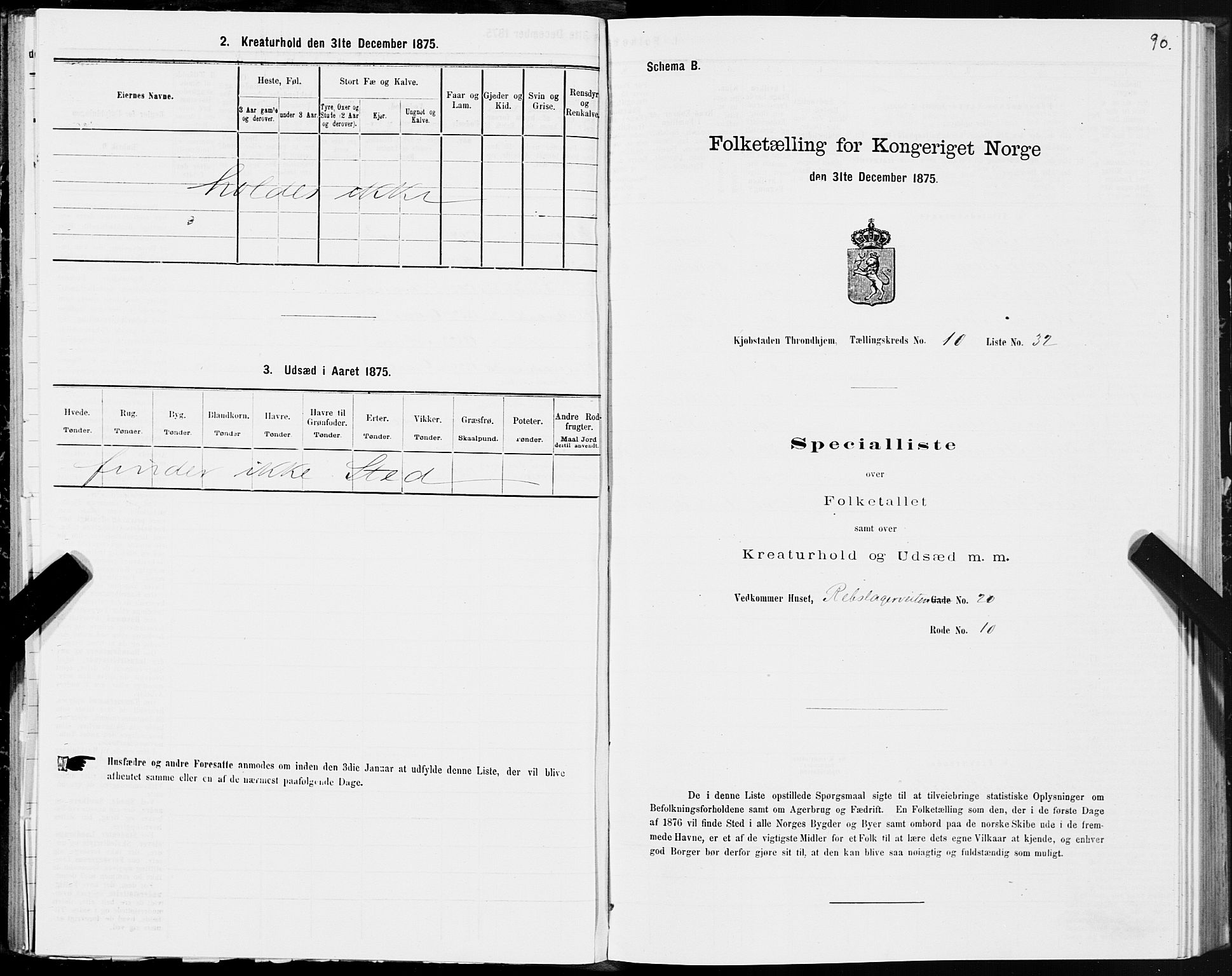 SAT, 1875 census for 1601 Trondheim, 1875, p. 6090