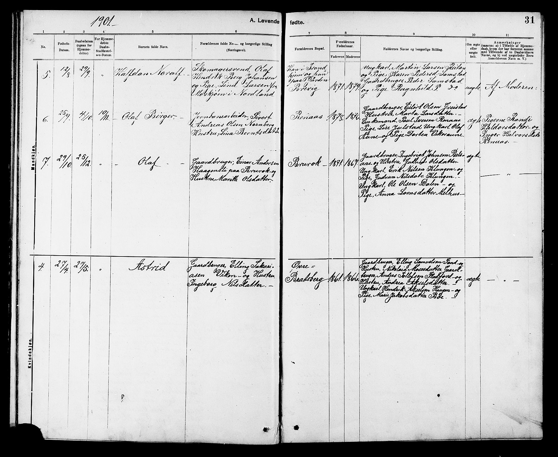 Ministerialprotokoller, klokkerbøker og fødselsregistre - Sør-Trøndelag, SAT/A-1456/608/L0341: Parish register (copy) no. 608C07, 1890-1912, p. 31