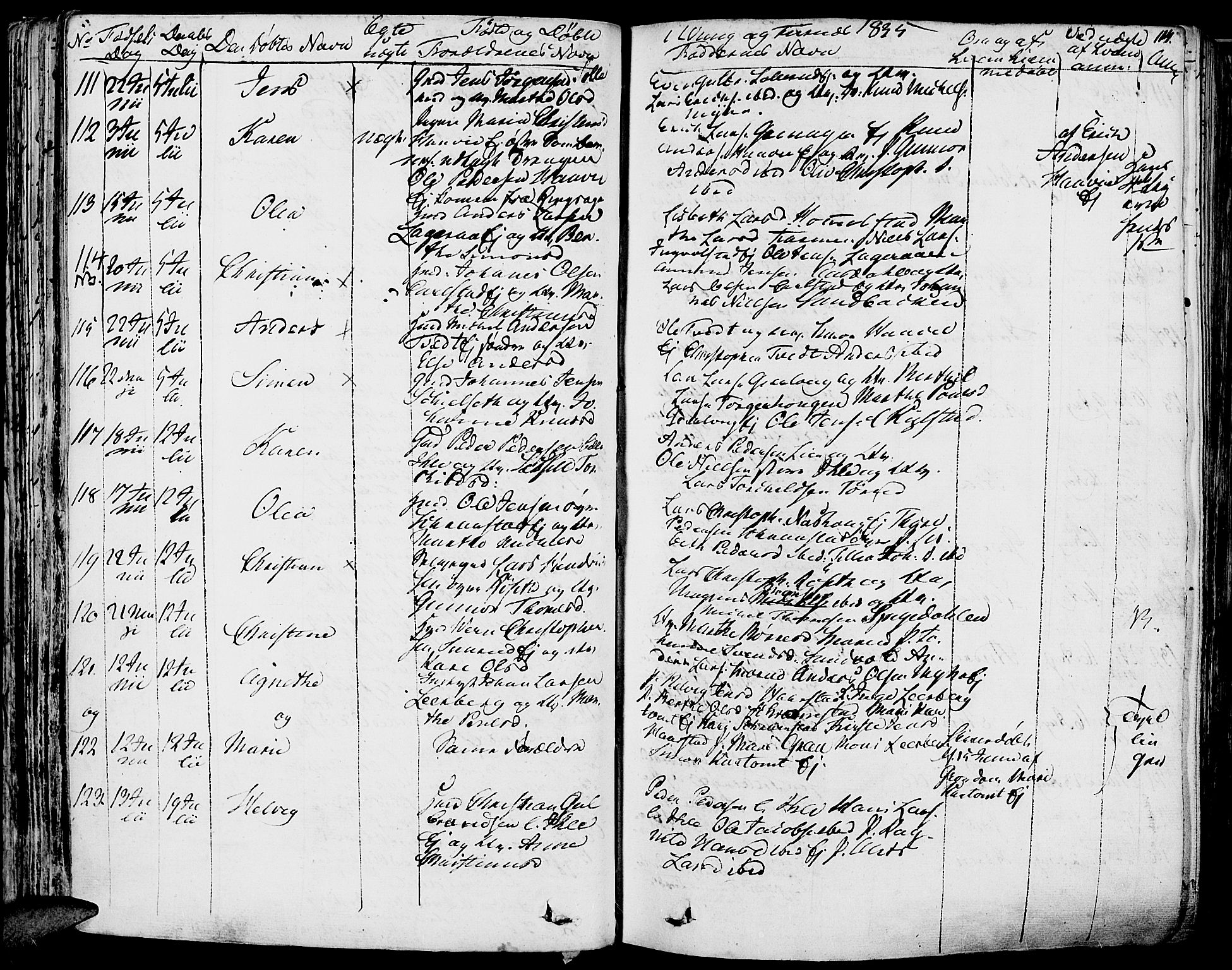 Vang prestekontor, Hedmark, SAH/PREST-008/H/Ha/Haa/L0009: Parish register (official) no. 9, 1826-1841, p. 114