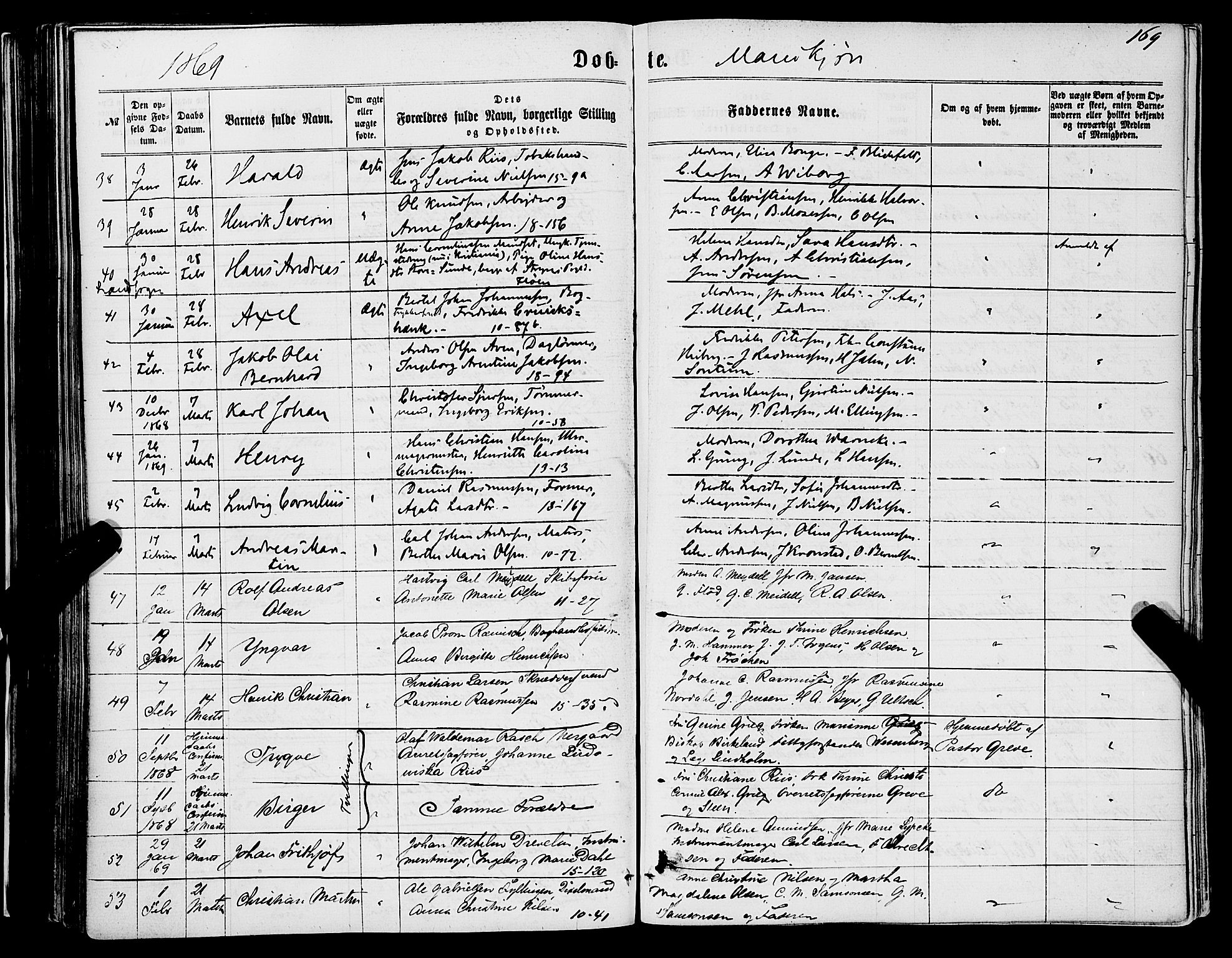 Domkirken sokneprestembete, SAB/A-74801/H/Haa/L0021: Parish register (official) no. B 4, 1859-1871, p. 169