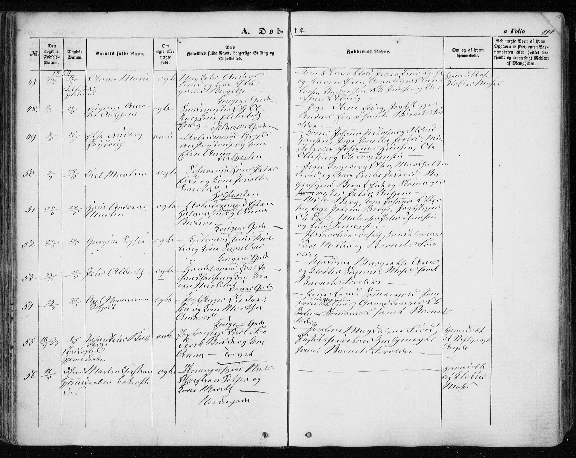 Ministerialprotokoller, klokkerbøker og fødselsregistre - Sør-Trøndelag, AV/SAT-A-1456/601/L0051: Parish register (official) no. 601A19, 1848-1857, p. 114