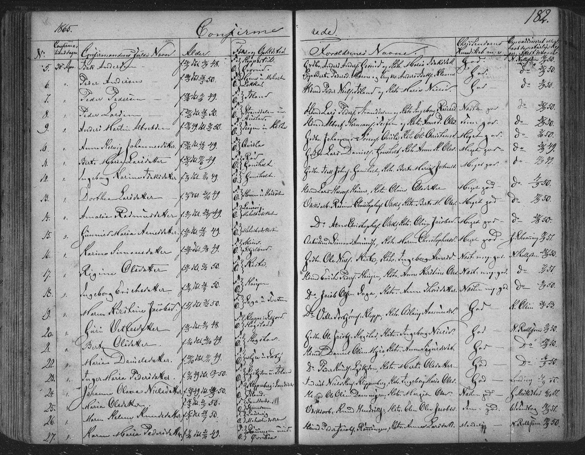 Siljan kirkebøker, SAKO/A-300/F/Fa/L0001: Parish register (official) no. 1, 1831-1870, p. 182