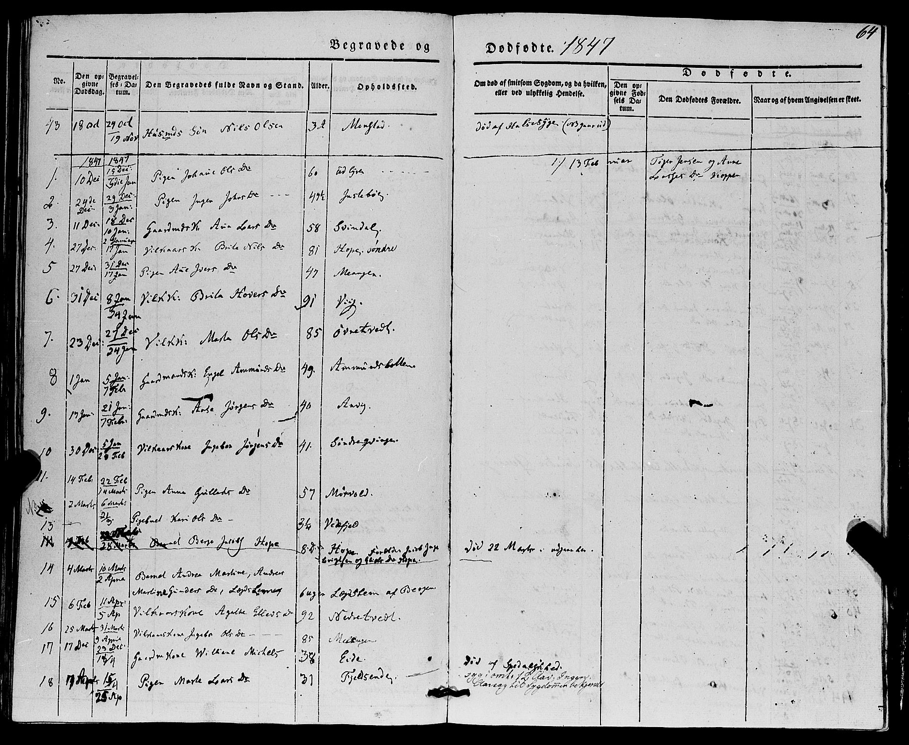 Lindås Sokneprestembete, SAB/A-76701/H/Haa: Parish register (official) no. A 14, 1835-1847, p. 64