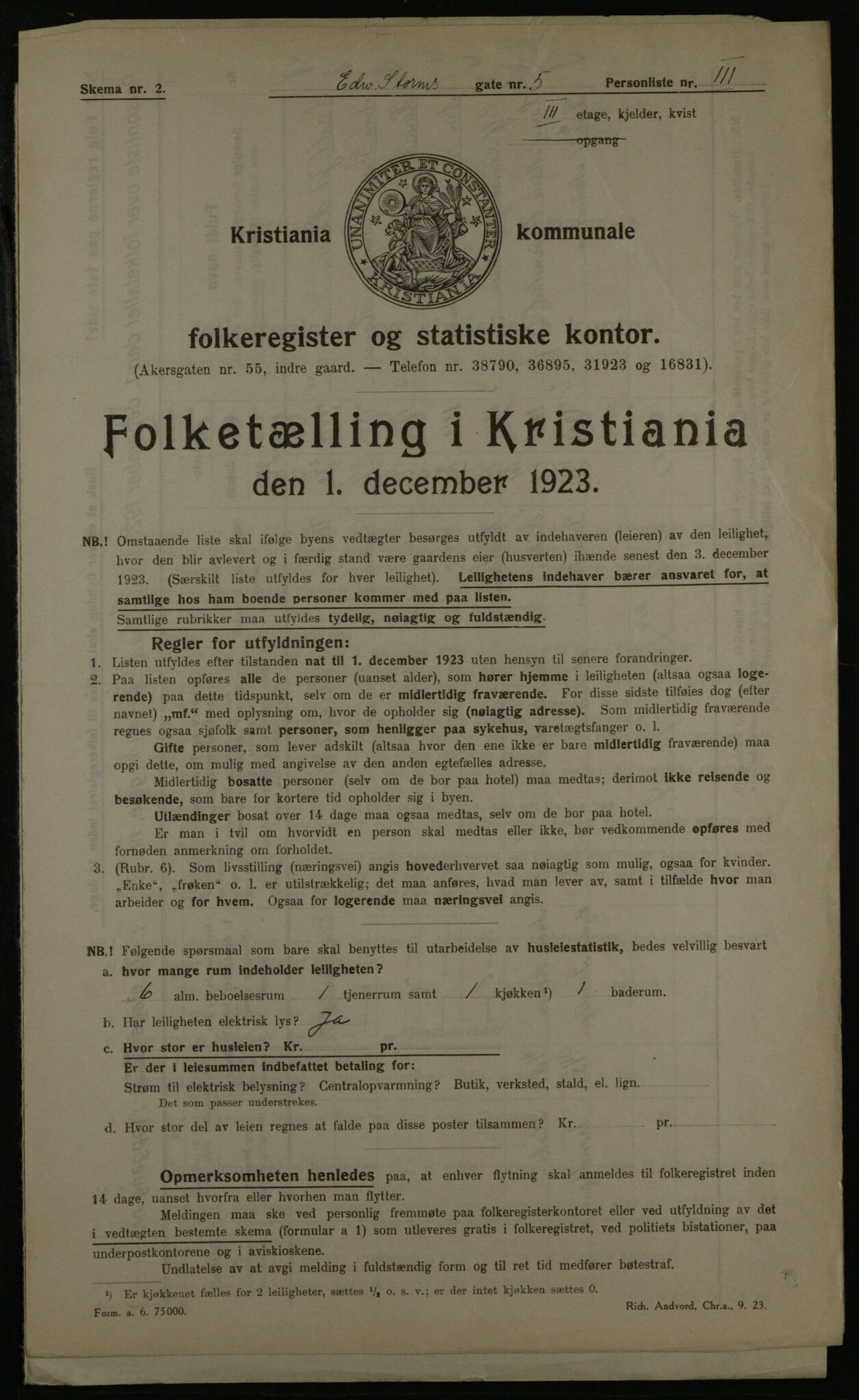 OBA, Municipal Census 1923 for Kristiania, 1923, p. 20940