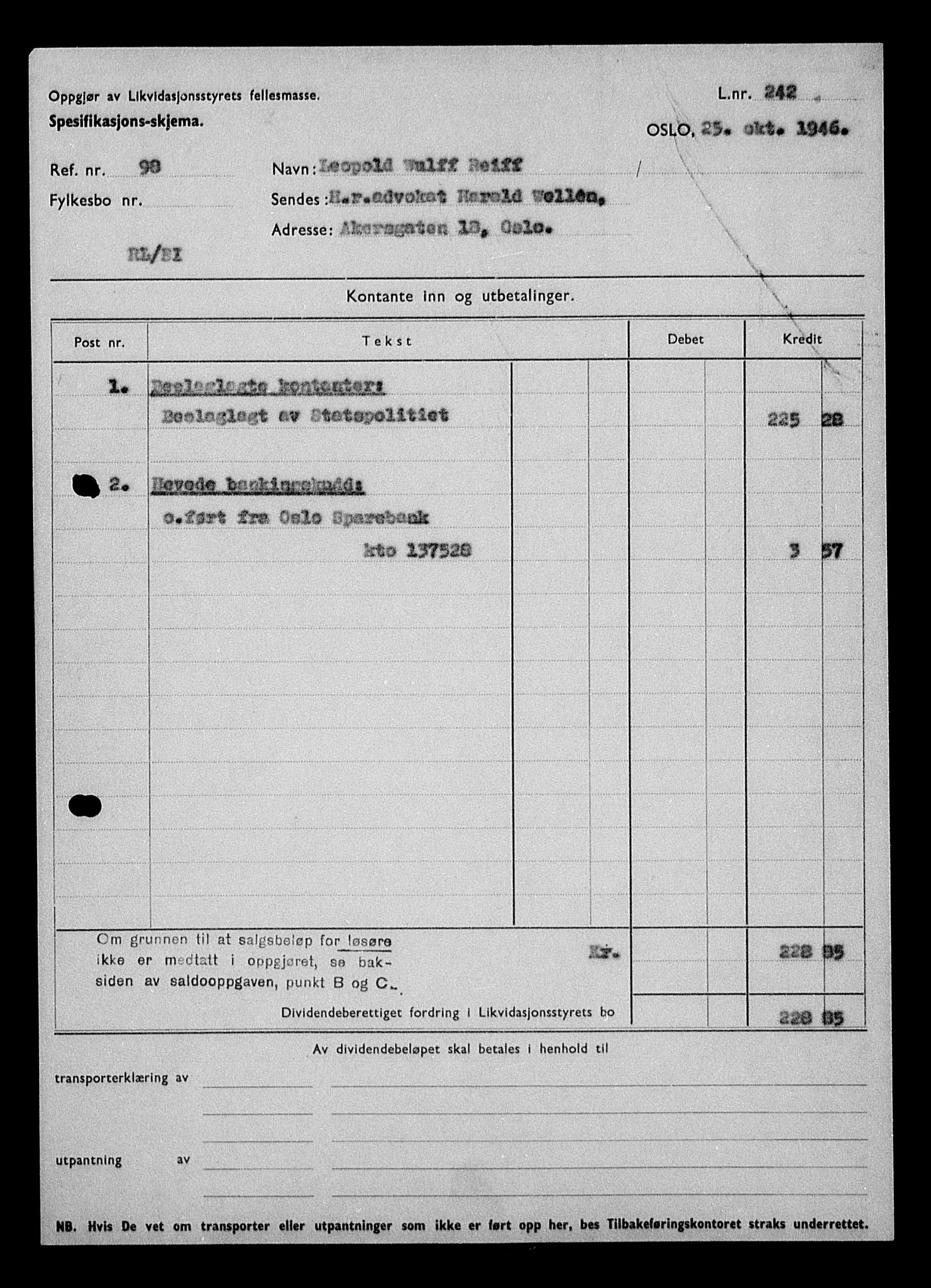 Justisdepartementet, Tilbakeføringskontoret for inndratte formuer, AV/RA-S-1564/H/Hc/Hcc/L0972: --, 1945-1947, p. 523