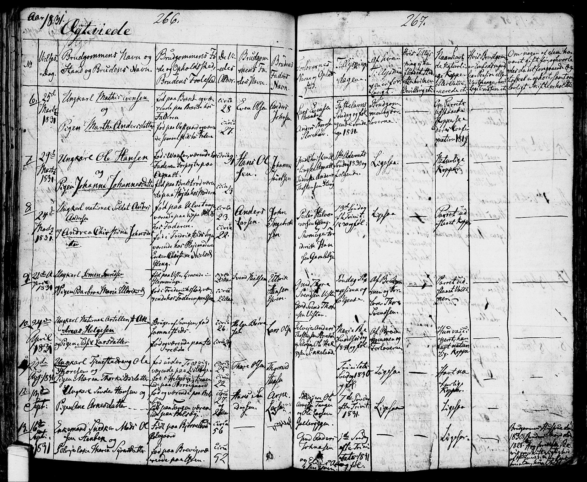 Tune prestekontor Kirkebøker, SAO/A-2007/F/Fa/L0007: Parish register (official) no. 7, 1831-1837, p. 266-267