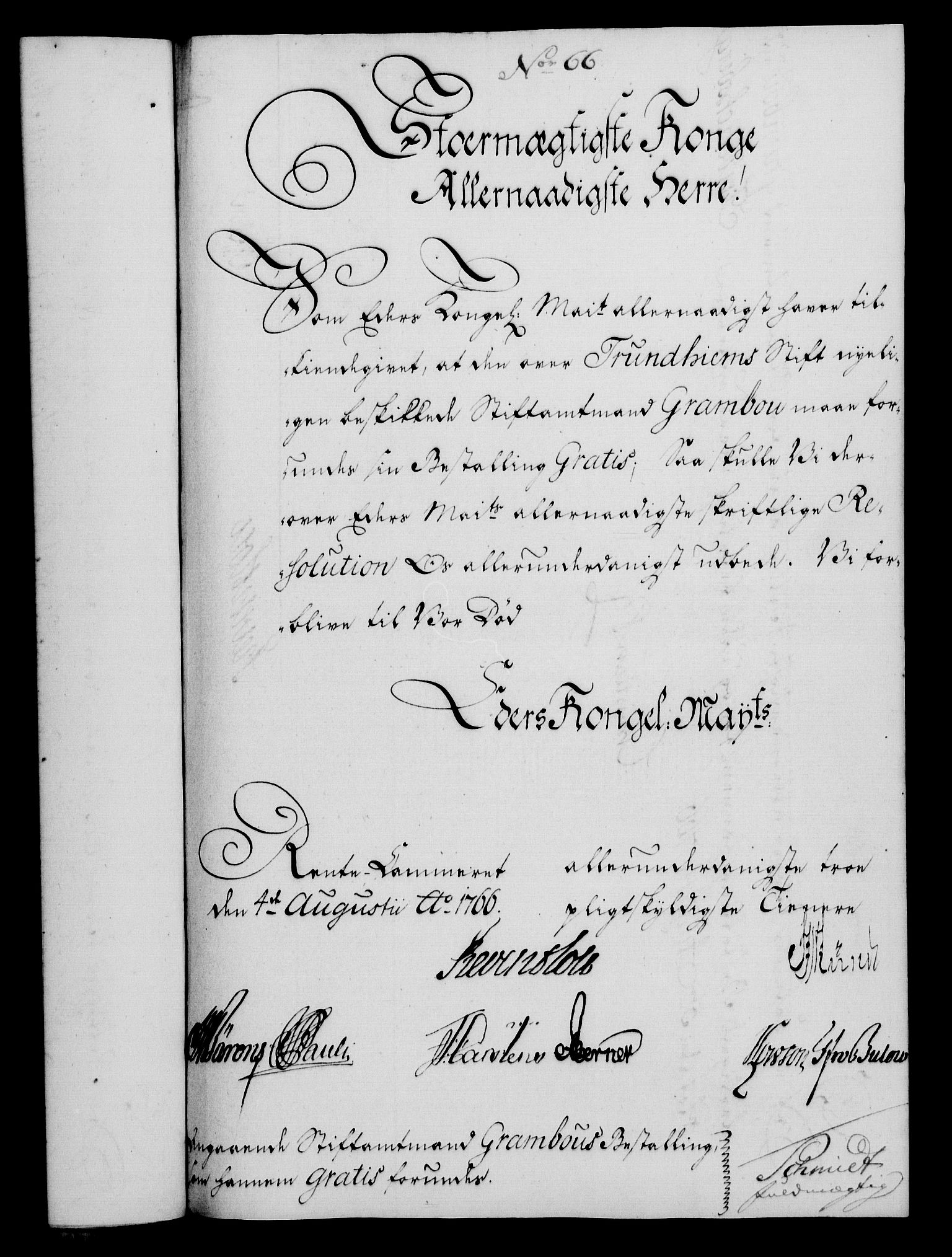 Rentekammeret, Kammerkanselliet, RA/EA-3111/G/Gf/Gfa/L0048: Norsk relasjons- og resolusjonsprotokoll (merket RK 52.48), 1766, p. 303