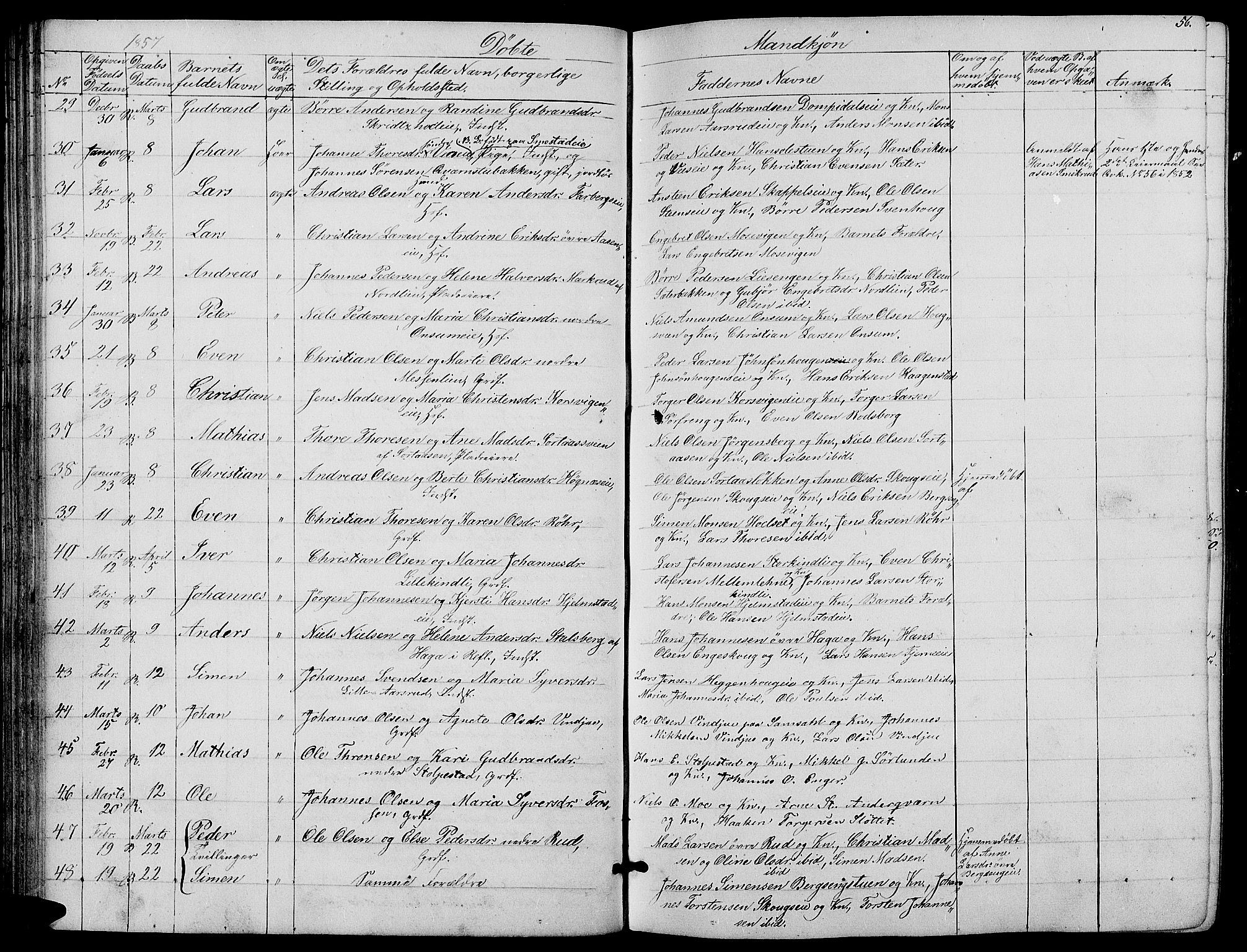 Ringsaker prestekontor, AV/SAH-PREST-014/L/La/L0006: Parish register (copy) no. 6, 1851-1860, p. 56