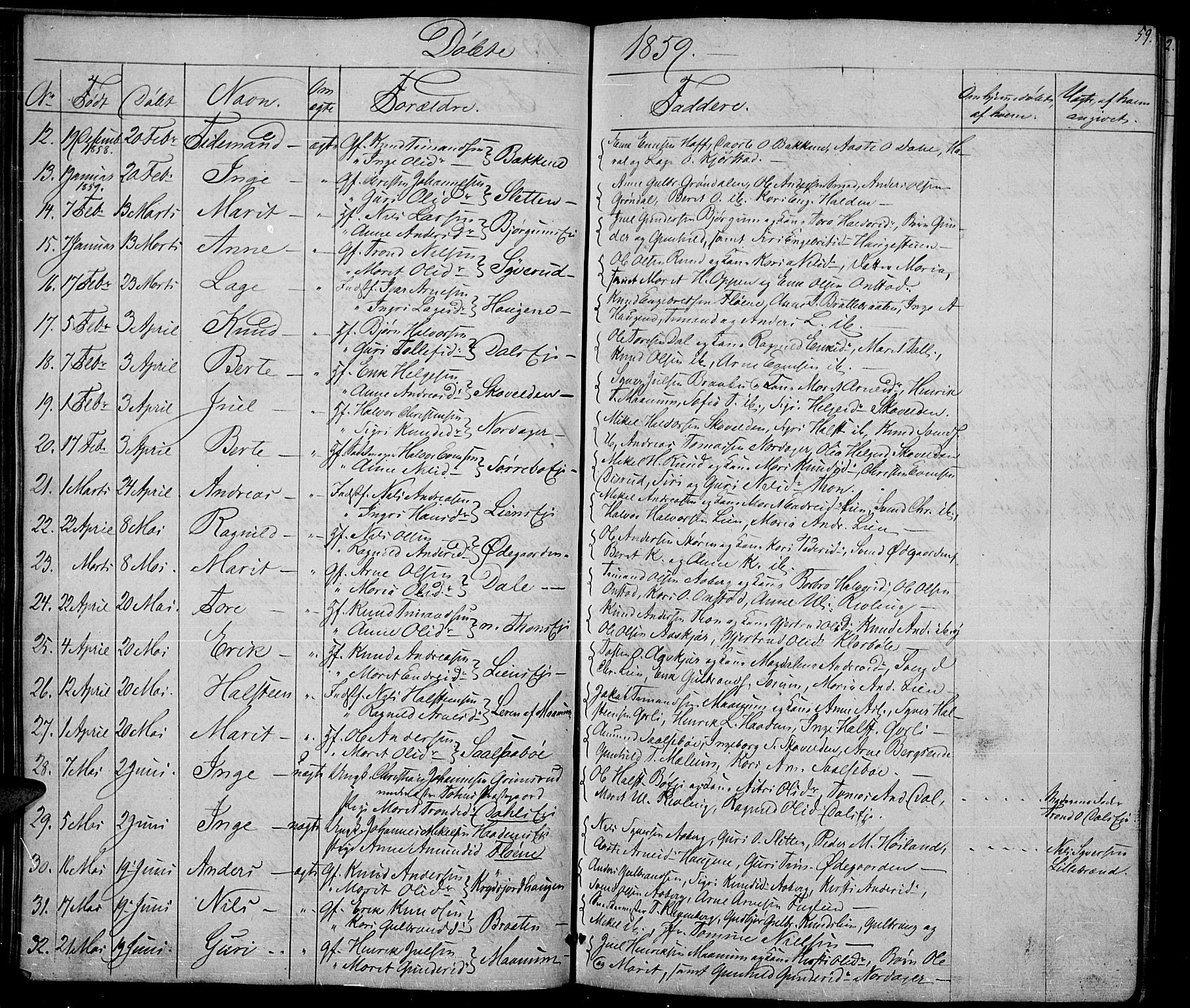 Nord-Aurdal prestekontor, SAH/PREST-132/H/Ha/Hab/L0002: Parish register (copy) no. 2, 1842-1877, p. 59
