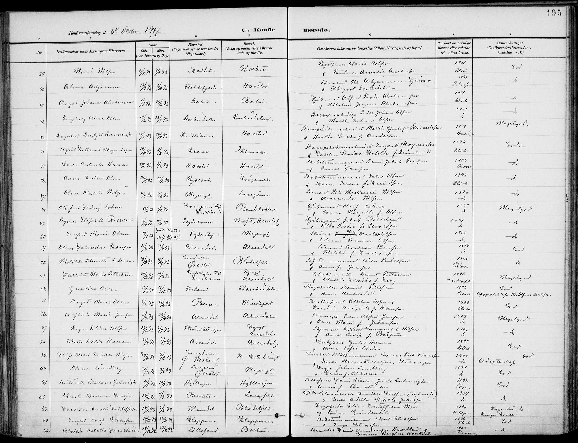 Barbu sokneprestkontor, AV/SAK-1111-0003/F/Fa/L0005: Parish register (official) no. A 5, 1899-1909, p. 195